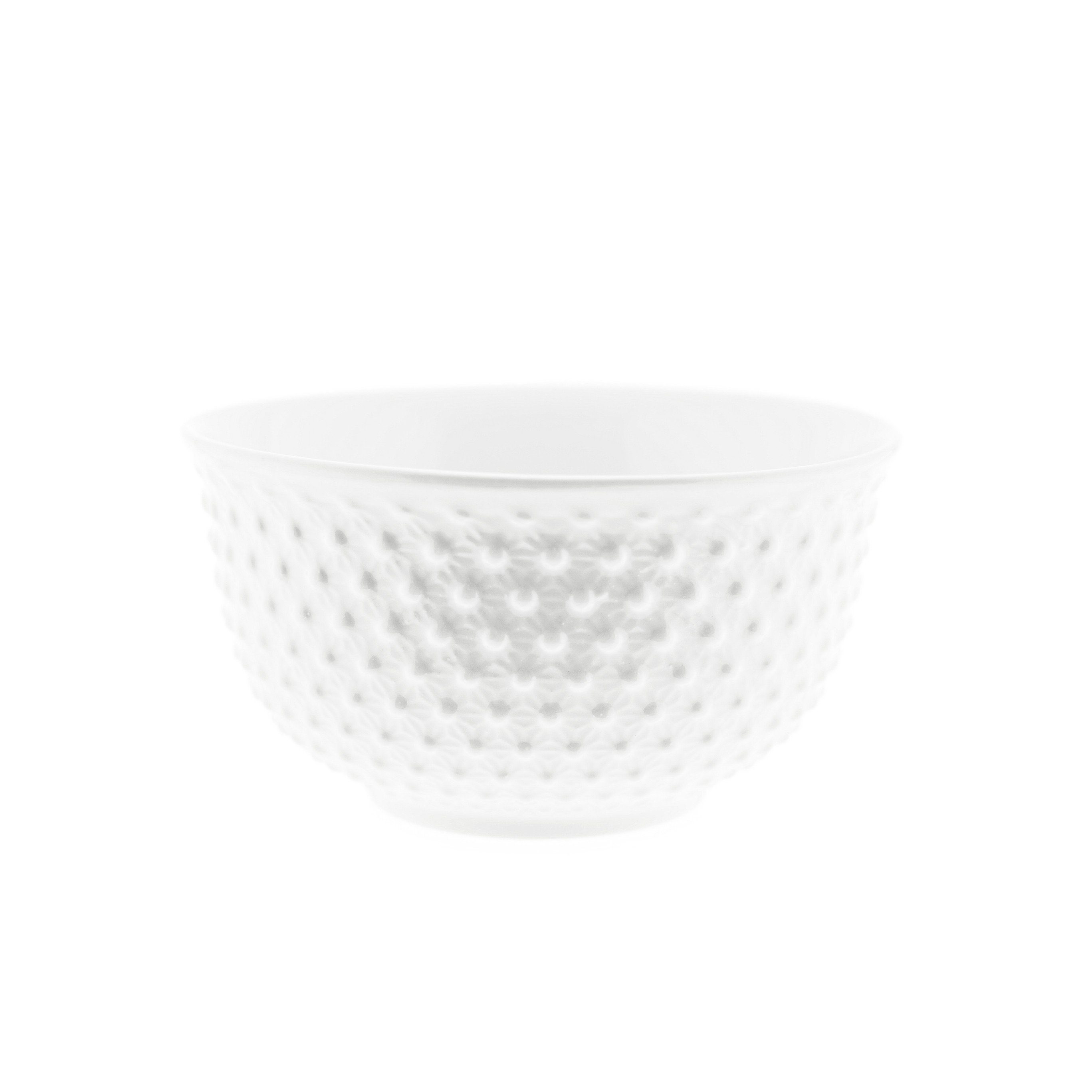 Almina Müslischale 6 Teiliger Schalen-Set Weiß aus Porzellan mit Muster für Müsli 450 ml