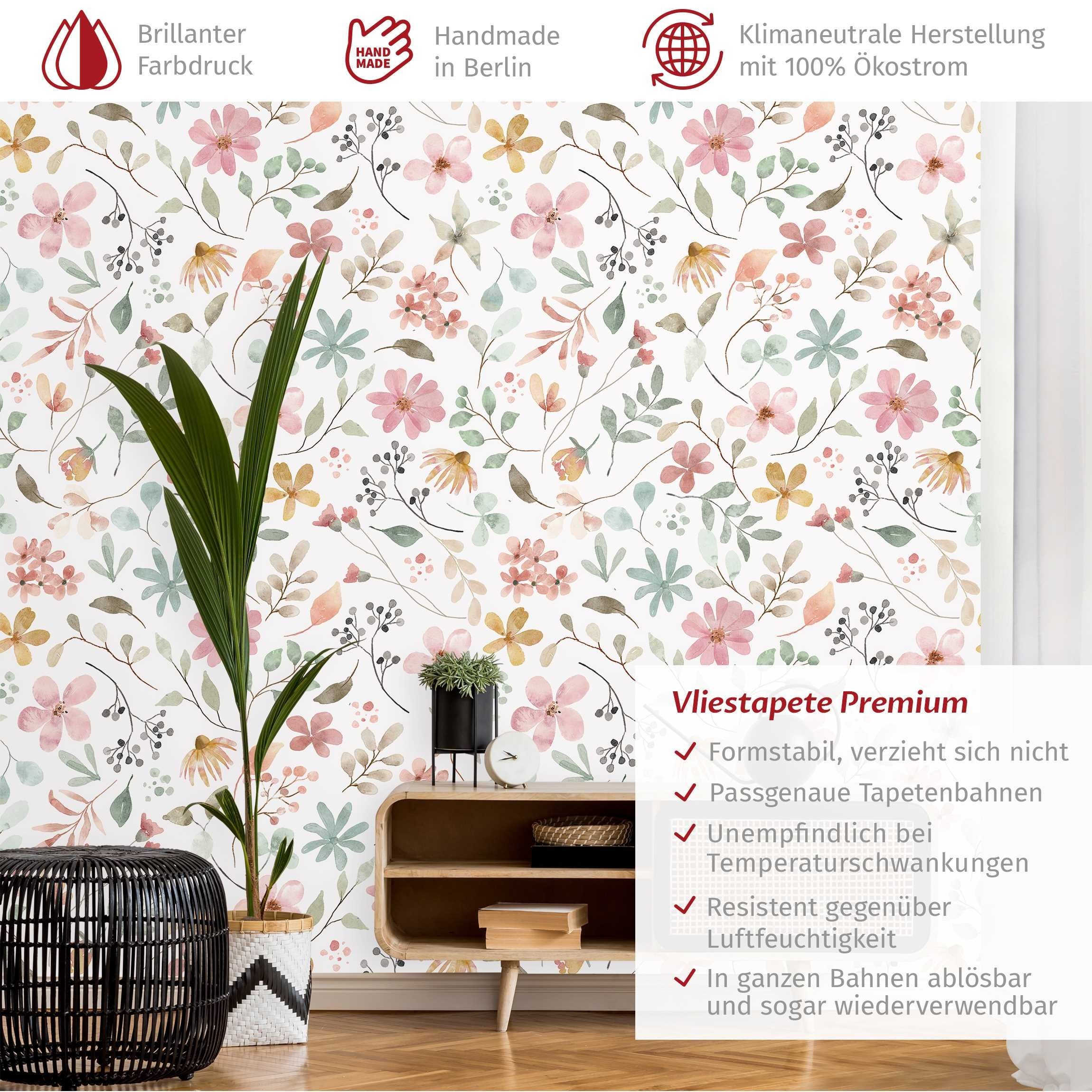 Bilderdepot24 Mustertapete Blumen Muster Aquarell Floral günstig online kaufen