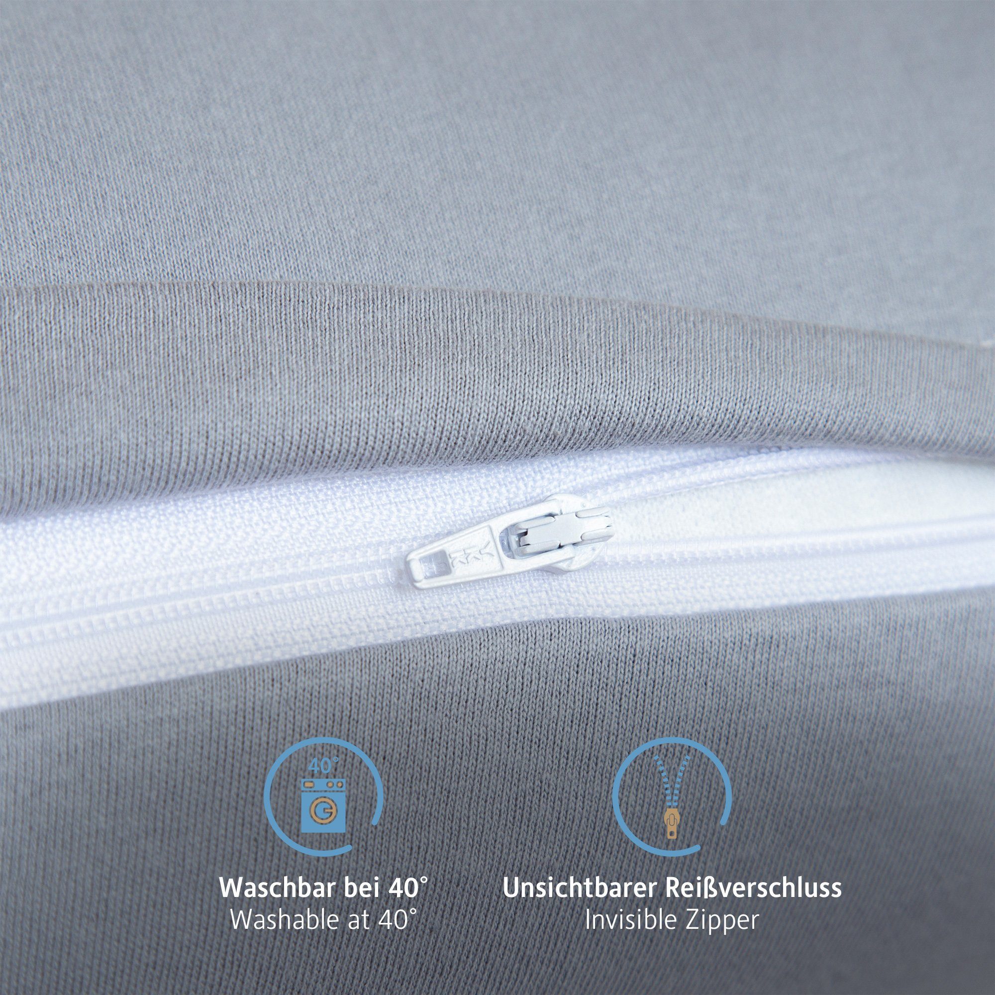 Grau Premium cm, x Jersey Kopfkissenbezug Kissenbezug Stück), 40 Kissenhülle, Baumwolle, (2 100% 150 g/m², 40 Komfortec Superweicher