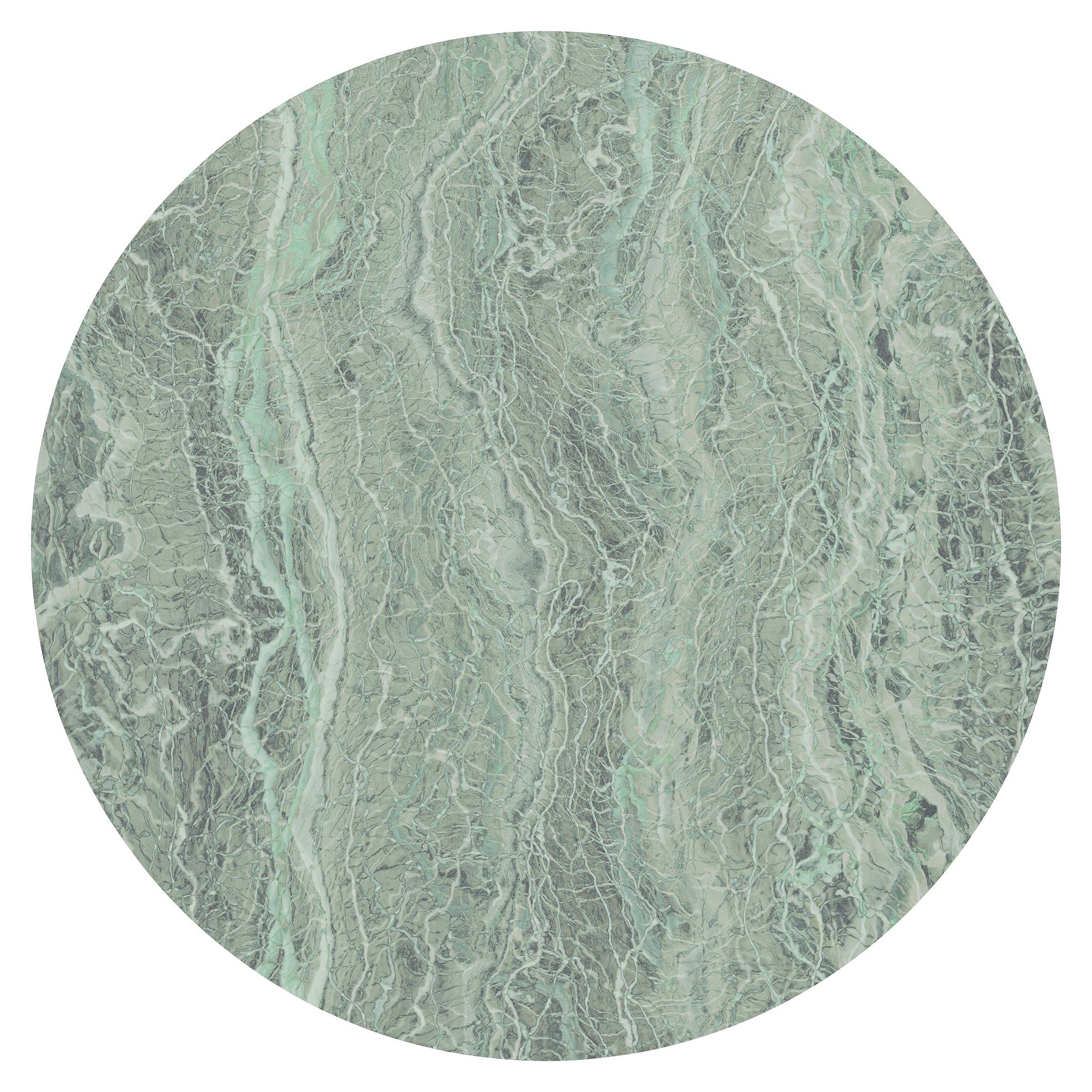 Komar Vliestapete Green Marble, 125x125 cm (Breite x Höhe), rund und selbstklebend