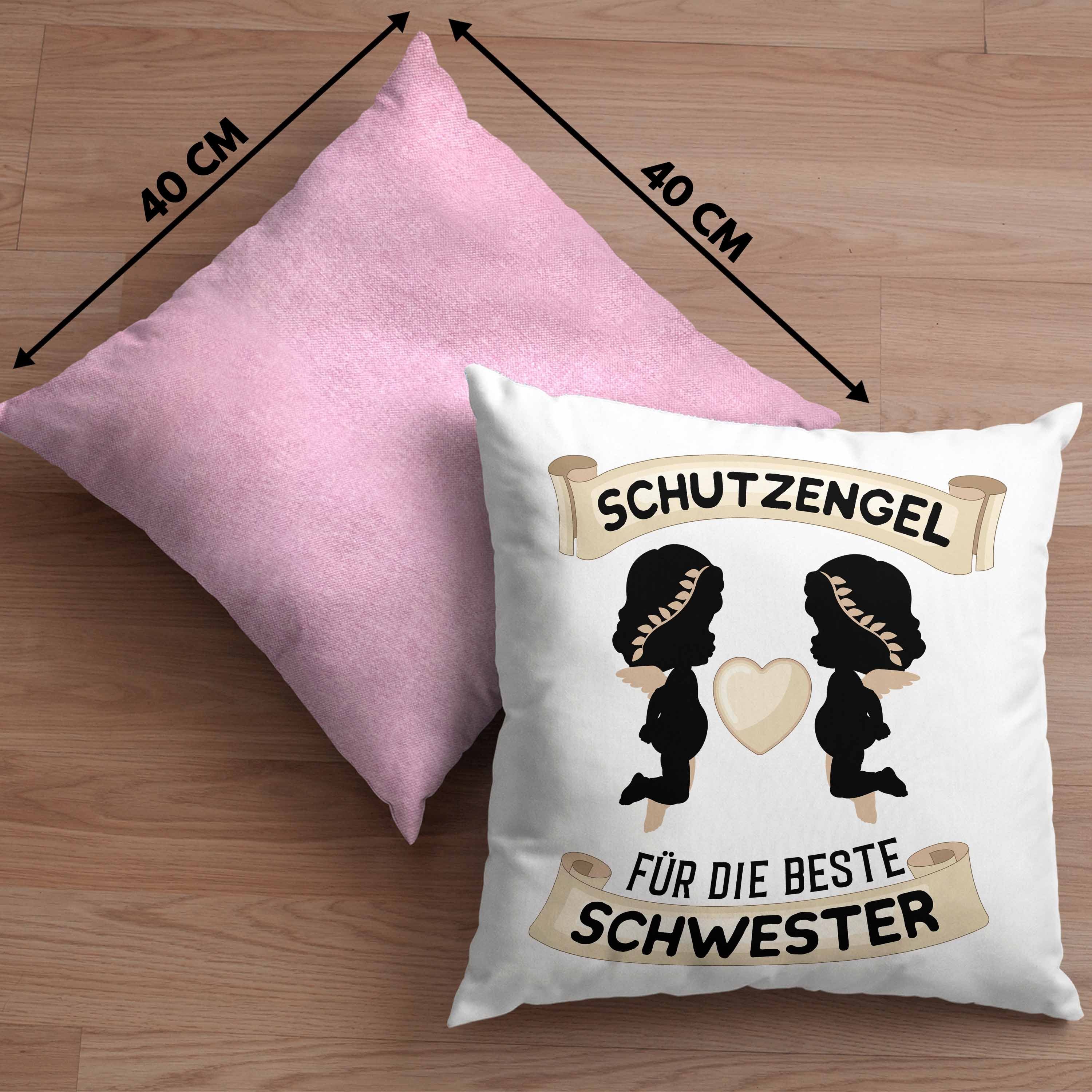 mit für Rosa Schutzengel Geburtstag Schwester Schwester Kissen Dekokissen Schwester - 40x40 Dekokissen Füllung Beste Trendation Trendation Geschenkidee Geschenk