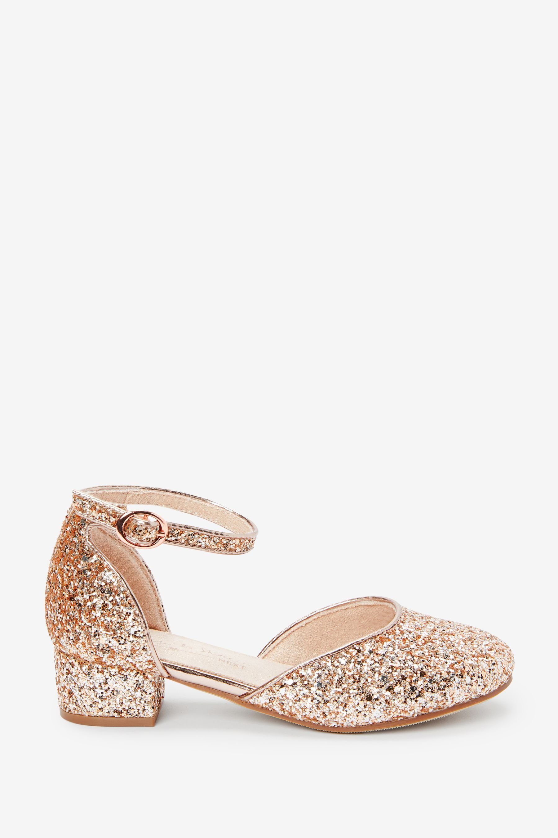 Festliche Schuhe, niedriger Absatz, Knöchelriemen Sandalette