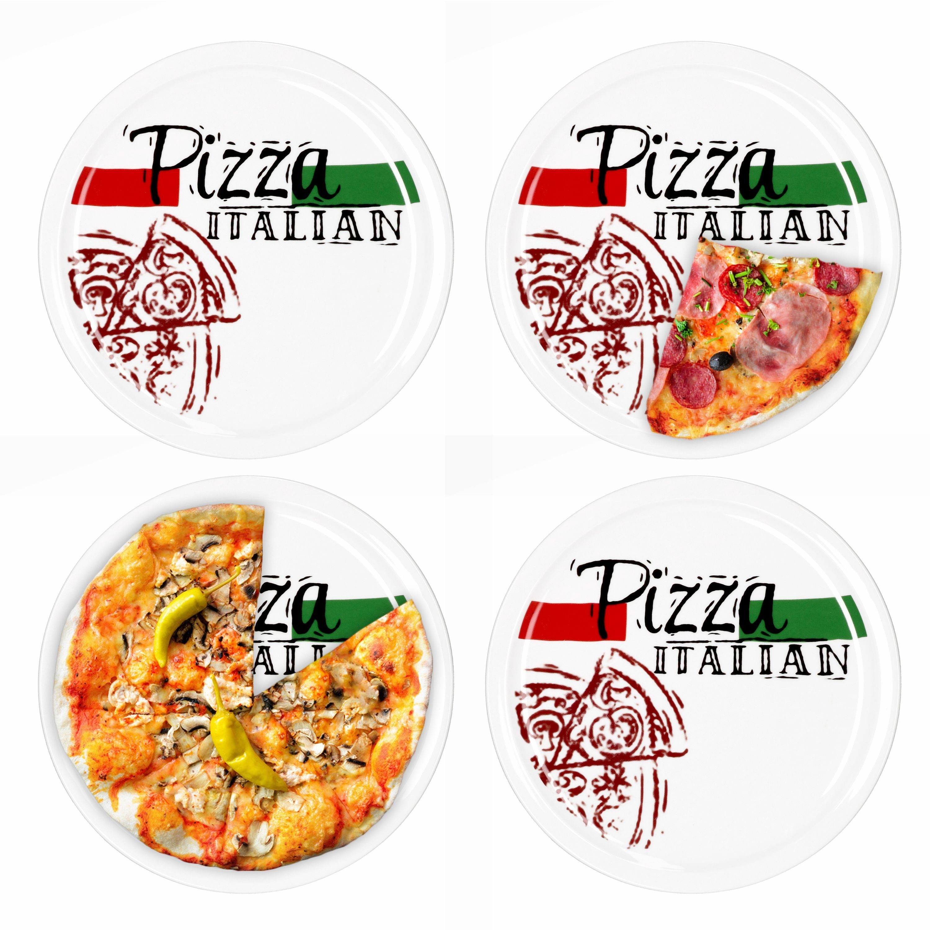 MamboCat Pizzateller Set Pizzateller 4er Italian Pizza 28cm