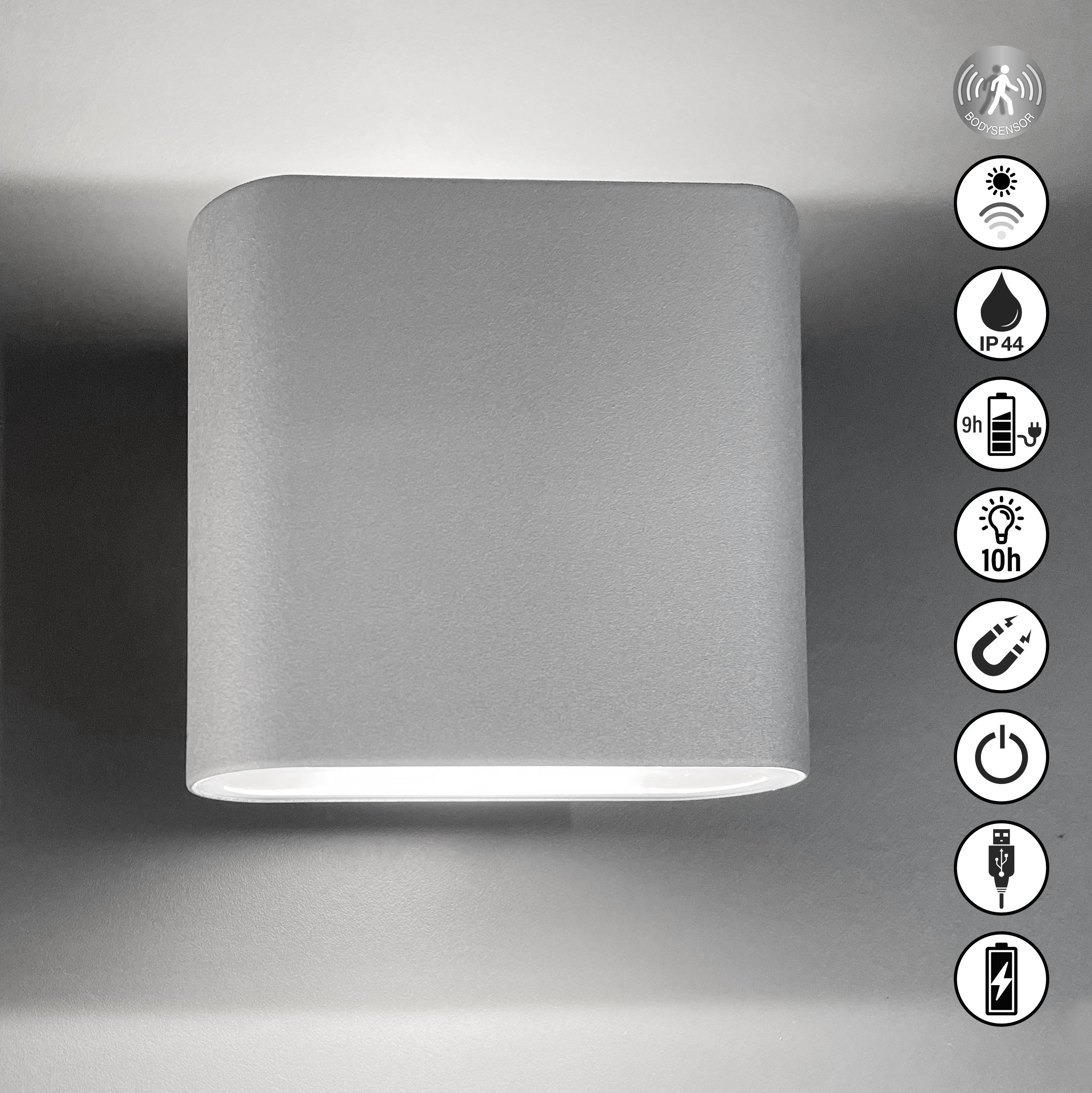 easy! BY FHL Außen-Wandleuchte Magnetic, USB-Ladefunktion, LED fest integriert, Warmweiß