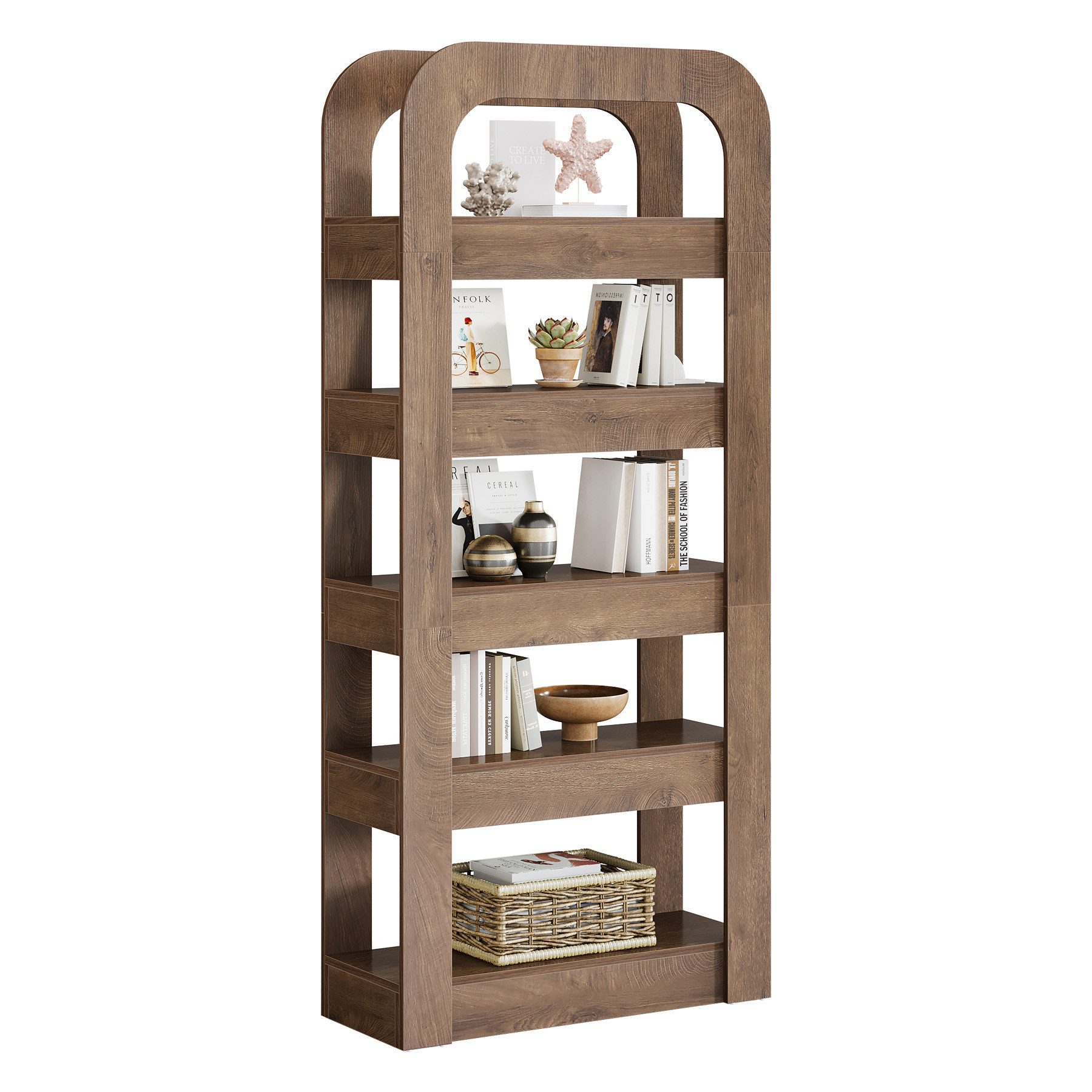 Tribesigns Bücherregal 180cm Hoch 5-stöckiges Standregal mit offenen Fächern Industrial Regal