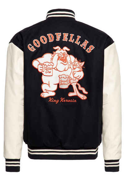 KingKerosin Kapuzensweatjacke Goodfellas Beer mit Leder sowie hochwertiger plakativer Stickerei