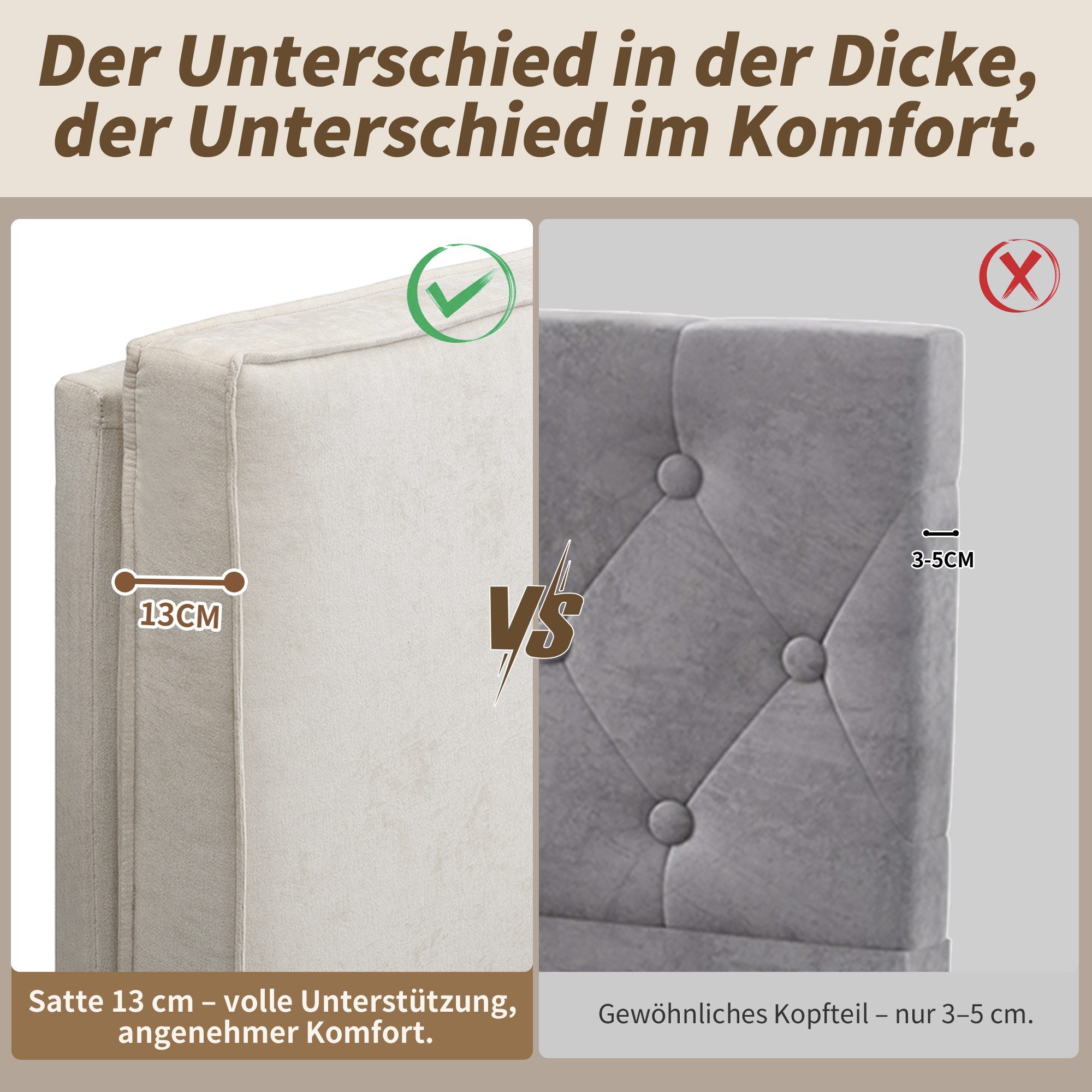 Celya Polsterbett mit Lattenrost und Kopfteil (ohne Matratze, gepolstertes Kopfteil), Geeignet für Schlafzimmer – Bild 4 von 5