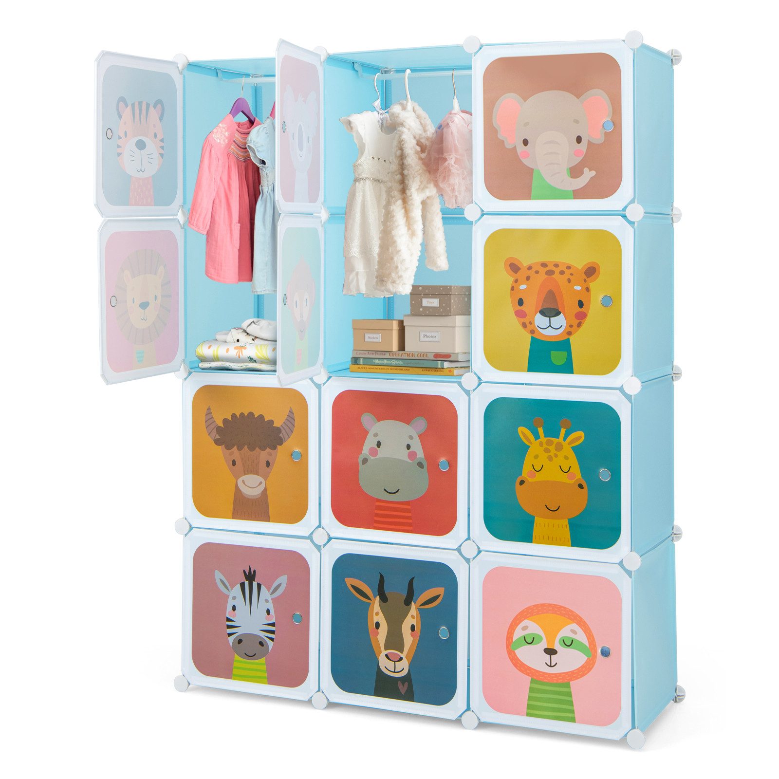 COSTWAY Kinderkleiderschrank mit 2 Kleiderstängen und günstig online kaufen