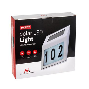 Maclean Hausnummer MCE172, Beleuchtete Hausnummer LED Metall Solarlampe