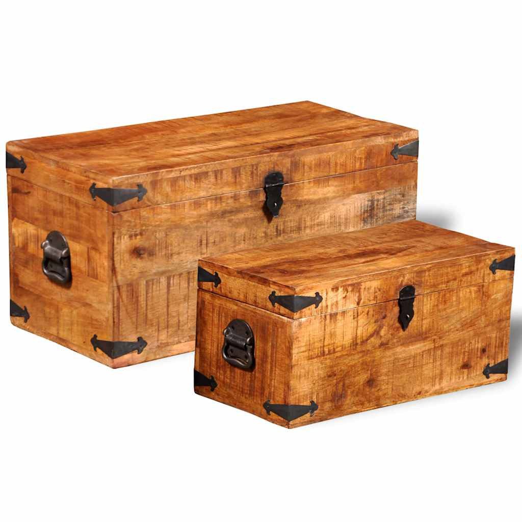 vidaXL Aufbewahrungsbox 2-tlg. Truhen-Set Raues holz günstig online kaufen