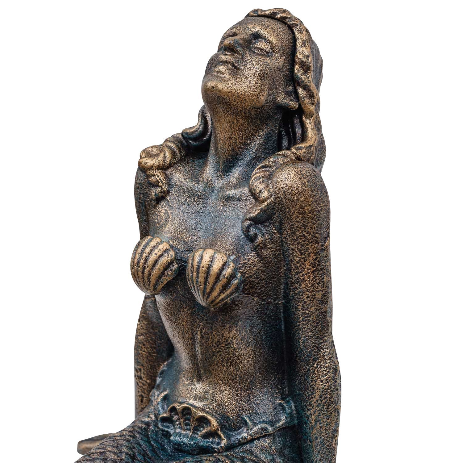 Dekoration Gartenfigur Eisen Eisenfigur Antik-Sti Aubaho Figur Meerjungfrau Nixe Skulptur
