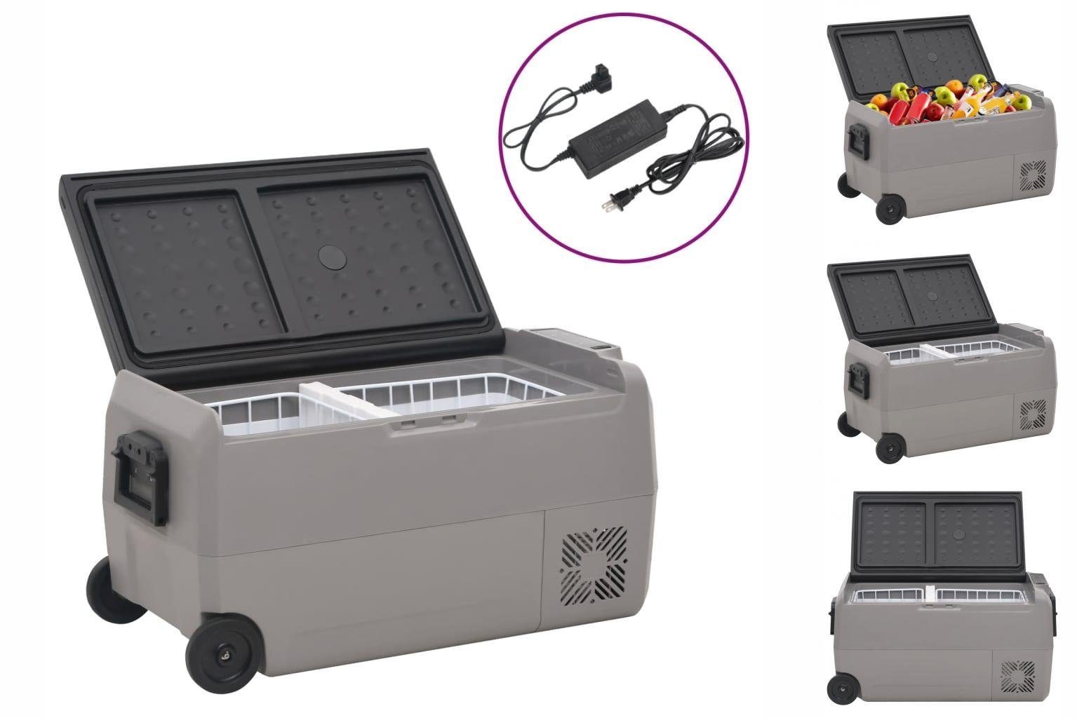 vidaXL Kühlbox Kompressor Kühlbox mit Rollen und Adapter Schwarz Grau 36 L Camping V | Kühlboxen