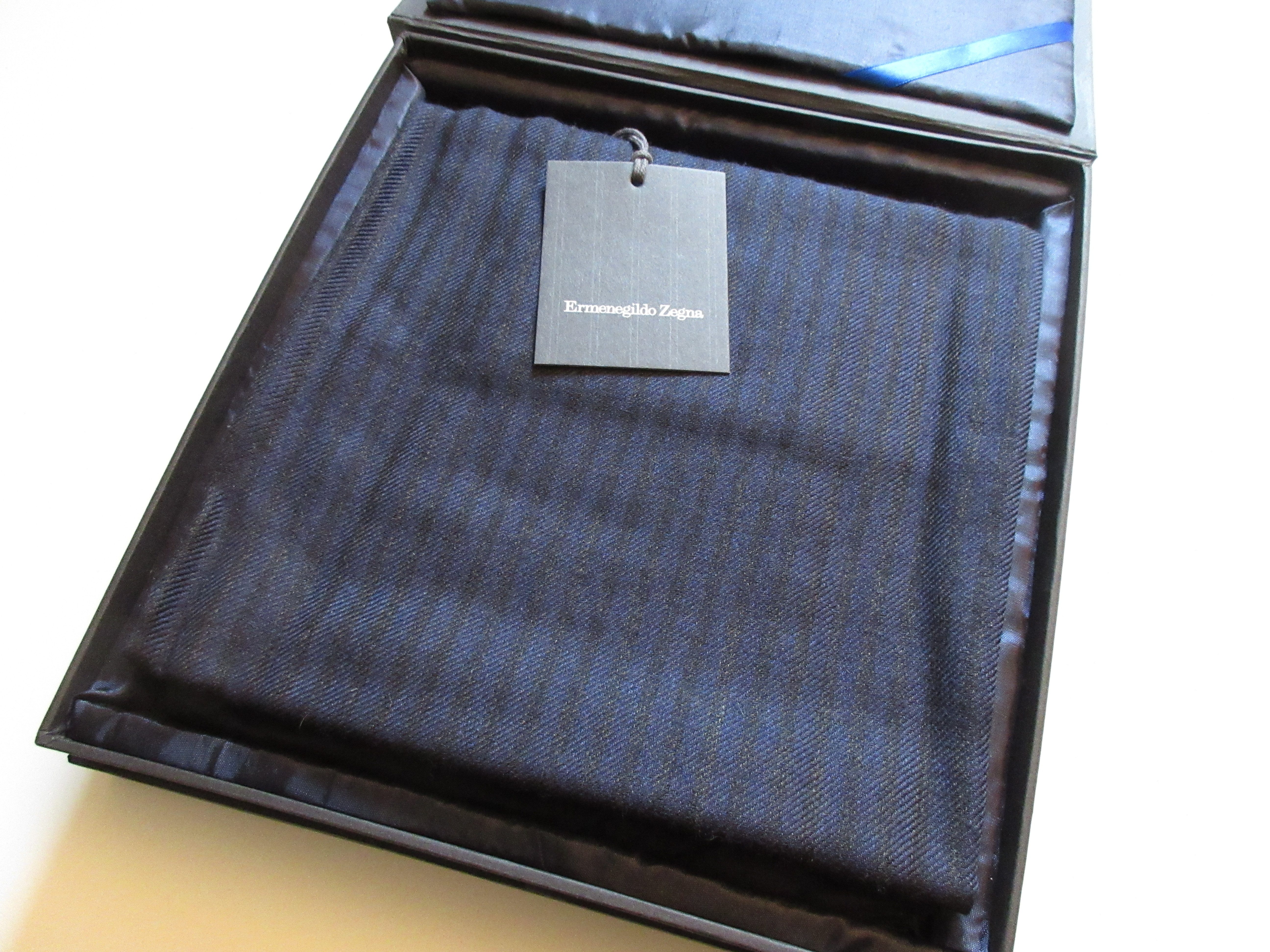 Ermenegildo Zegna Kaschmirschal Herren Schal Kaschmir/Seide Blau/Schwarz ge günstig online kaufen