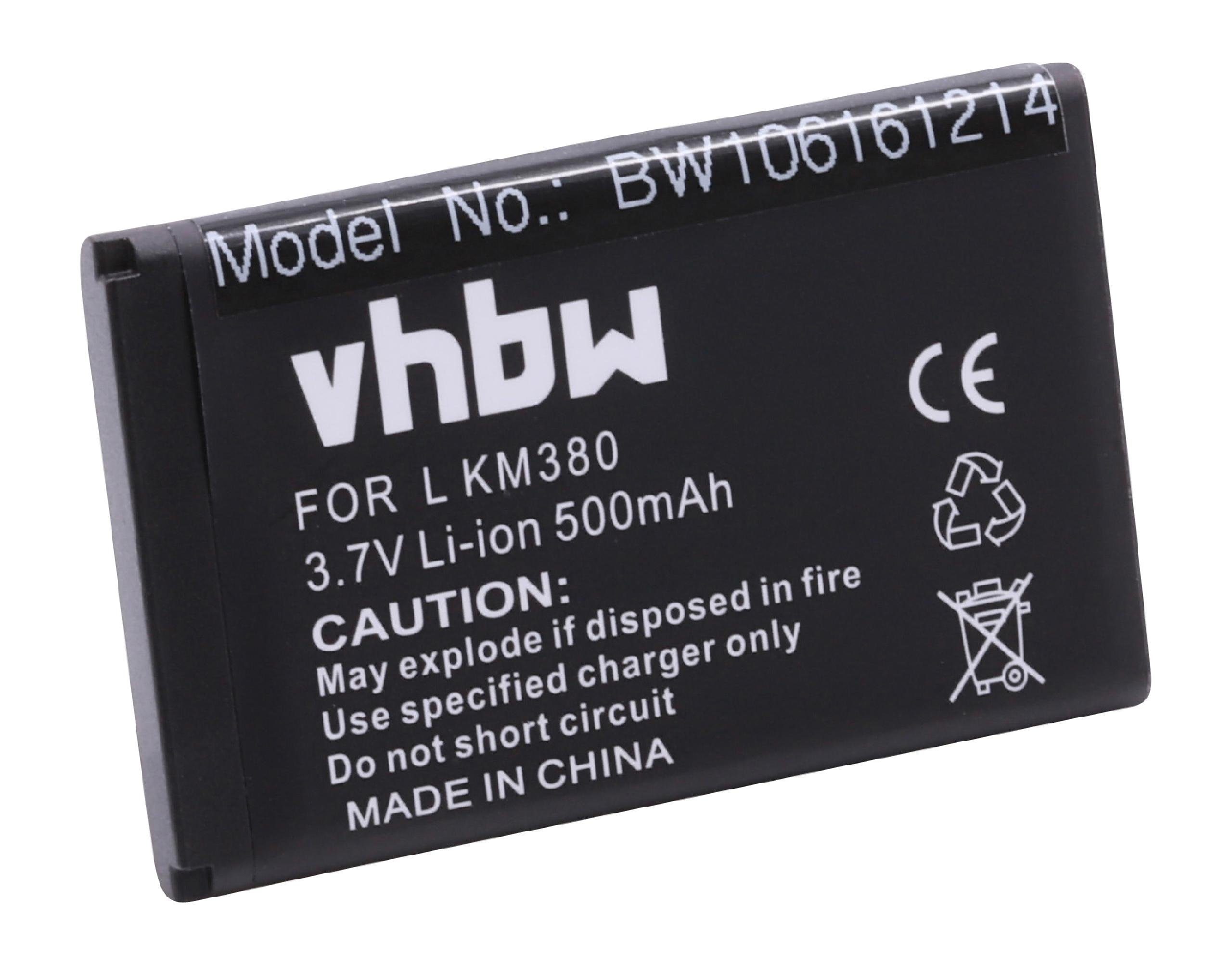 vhbw Smartphone-Akku passend für Kompatibel mit LG KM380, KM385, KM386, KM500, KM550, KS360, KS365 Etna, KT520 Mobilfunk (500mAh, 3,7V, Li-Ion) 500 mAh