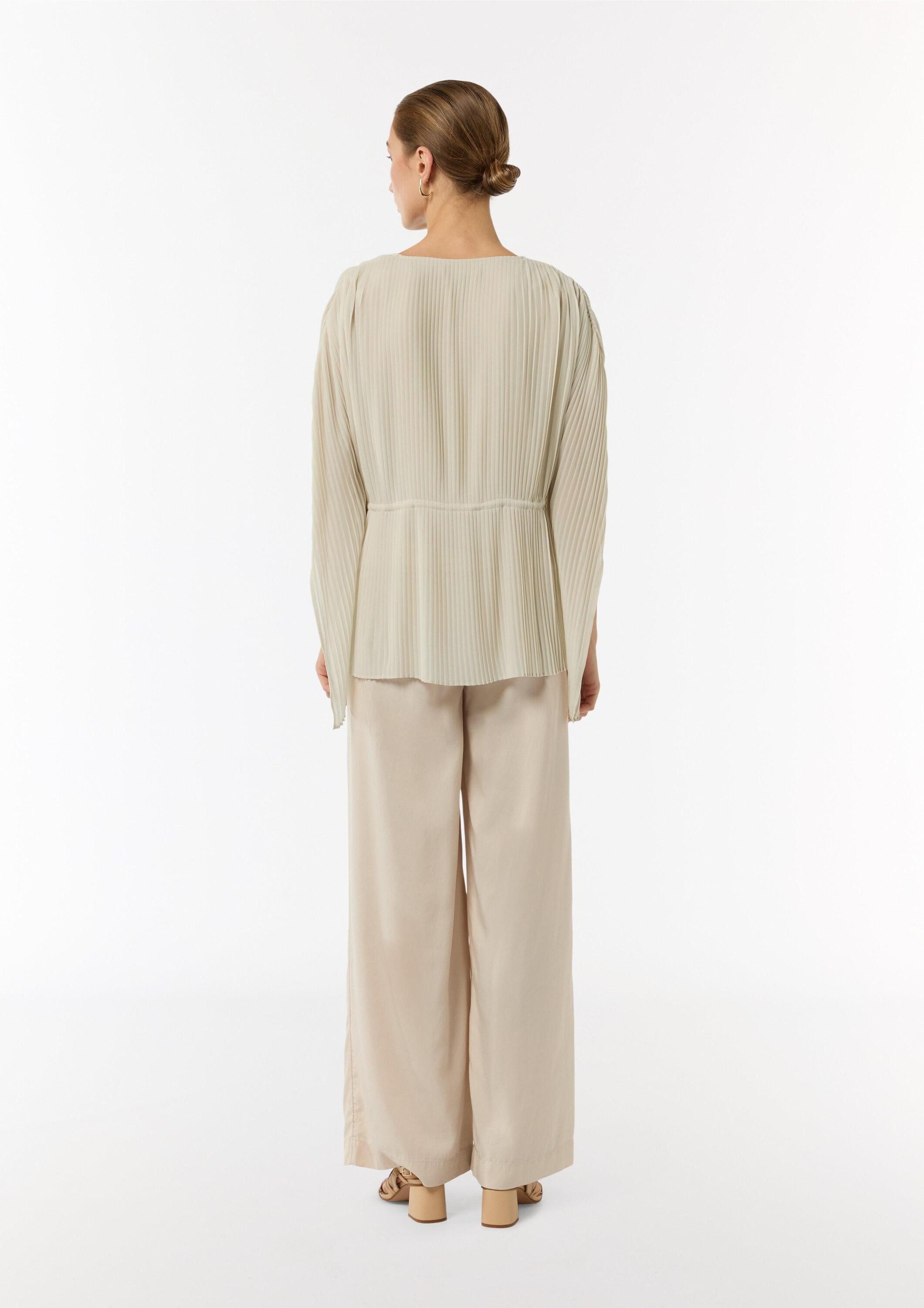 comma Blusentop Bluse Plissee-Tunika mit V-Ausschnitt