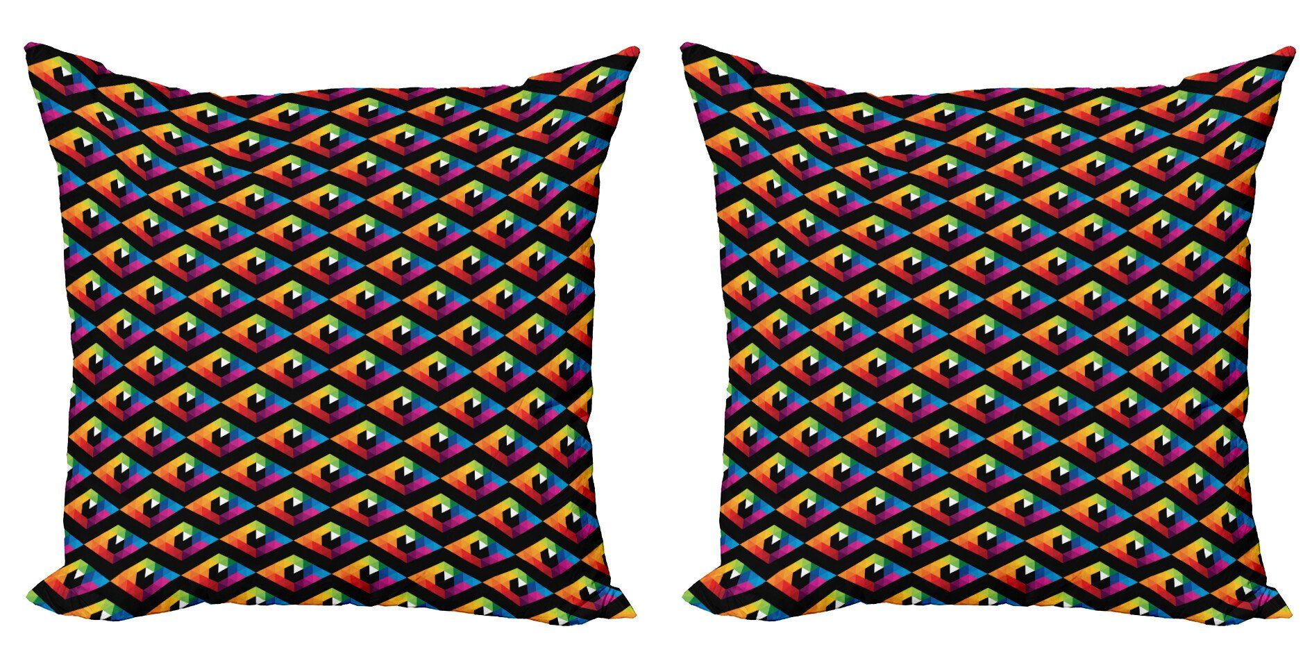 Kissenbezüge Modern Accent Doppelseitiger Digitaldruck, Abakuhaus (2 Stück), Augapfel Triangles mit Hexagons