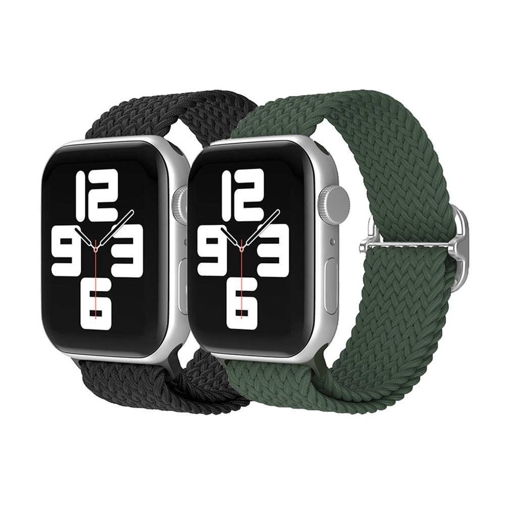 GelldG Uhrenarmband Geflochtenes Armband Kompatibel mit Apple Watch, Nylon Armband schwarz