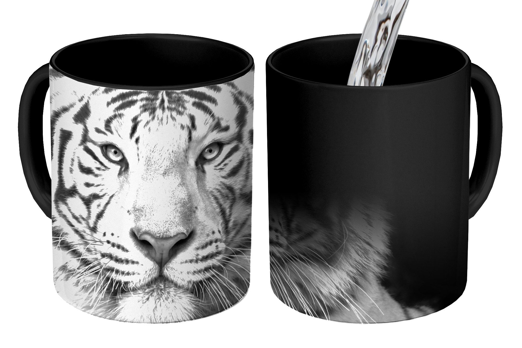Tasse Tiger - Schwarz - Weiß - Porträt - Tiere