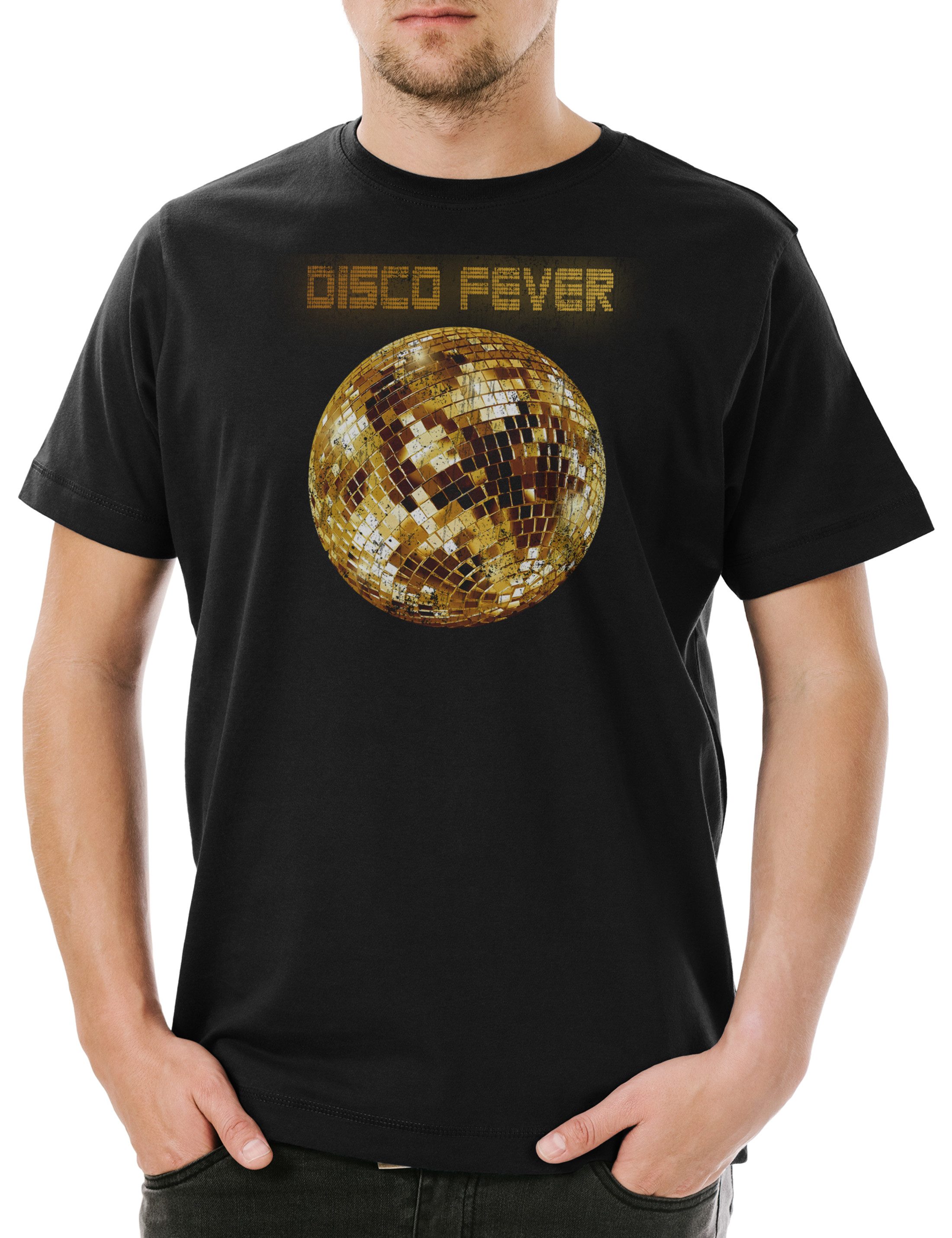 Urban Backwoods Print-Shirt Disco Light II Herren T-Shirt Music Musik Nerd Techno Indie Electro (1-tlg) Wave Hipster Club Rave