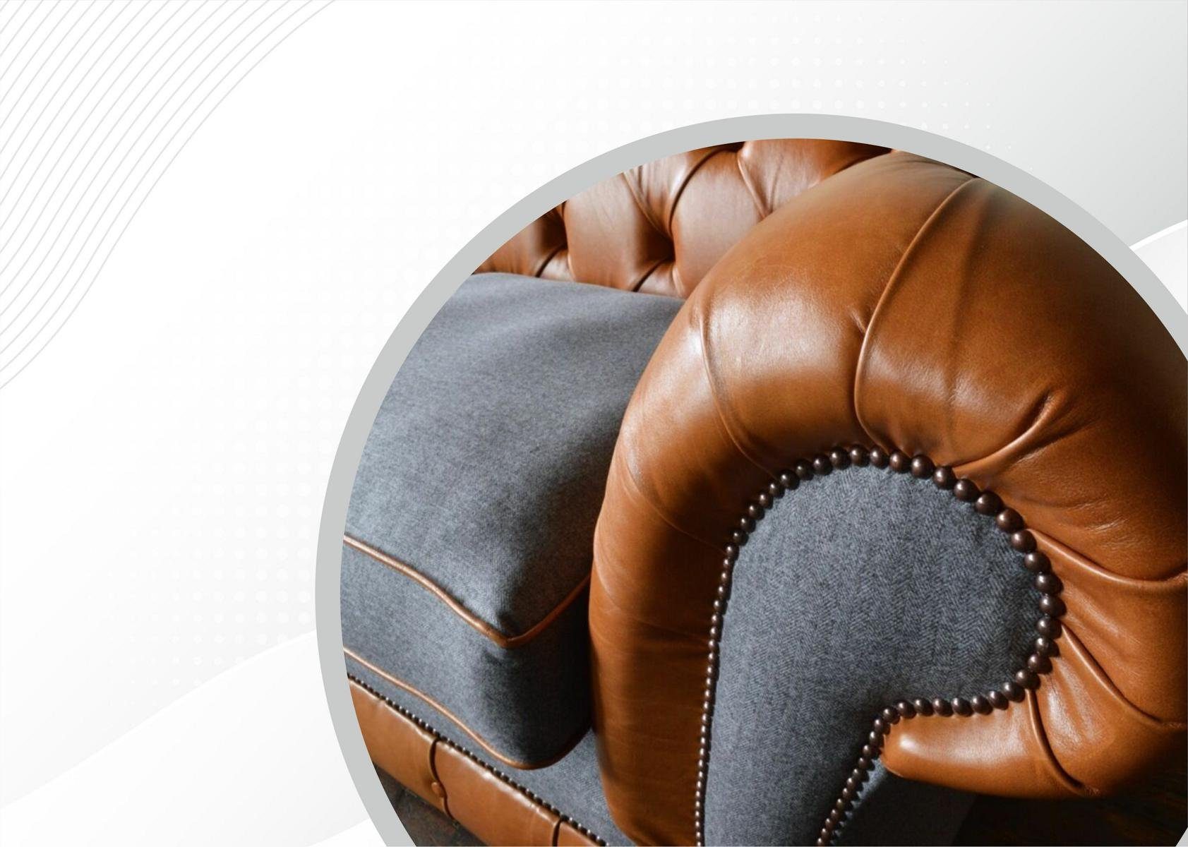 mit Design 3 cm, 220 Chesterfield-Sofa, Chesterfield Couch Knöpfen. Sofa Rückenlehne Die JVmoebel Sitzer