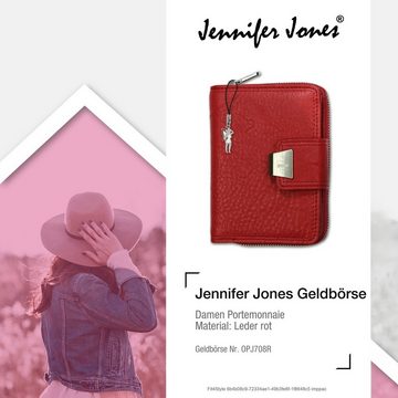 Jennifer Jones Geldbörse Jennifer Jones Damen Portemonnaie RFID (Portemonnaie, Portemonnaie), Damen Portemonnaie Echtleder Größe ca. 9cm, rot