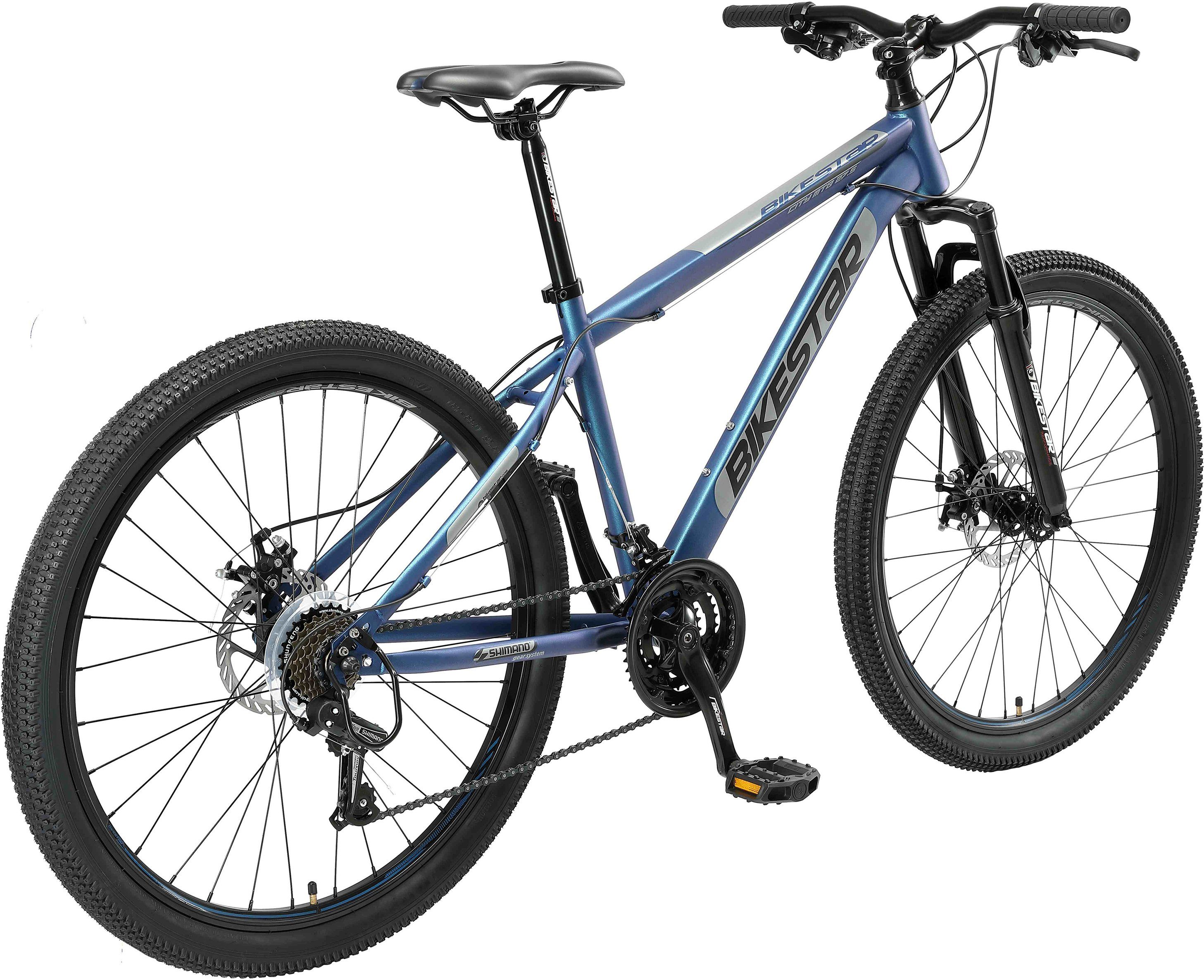 Bikestar Mountainbike, 21 Gang Shimano RD-TY300 Schaltwerk, Kettenschaltung, für Damen und Herren, Kettenschaltung