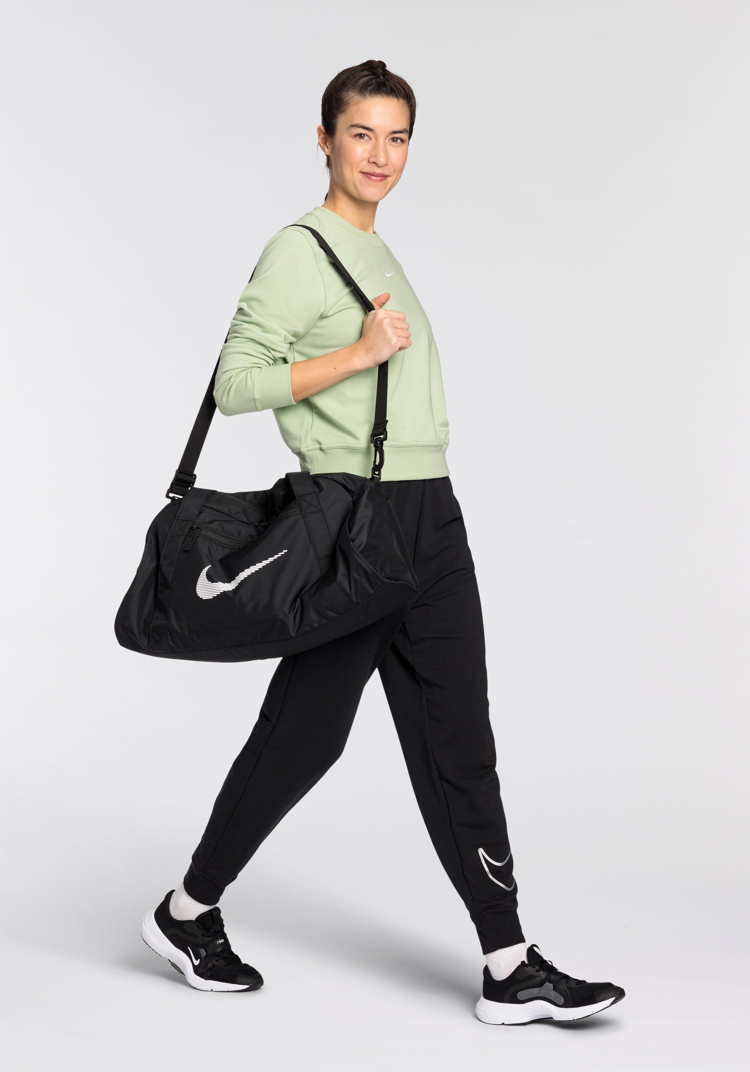 CREW-NECK WOMEN'S Nike LONG-SLEEVED HONEYDEW/WHITE DRI-FIT Trainingsshirt TOP ONE