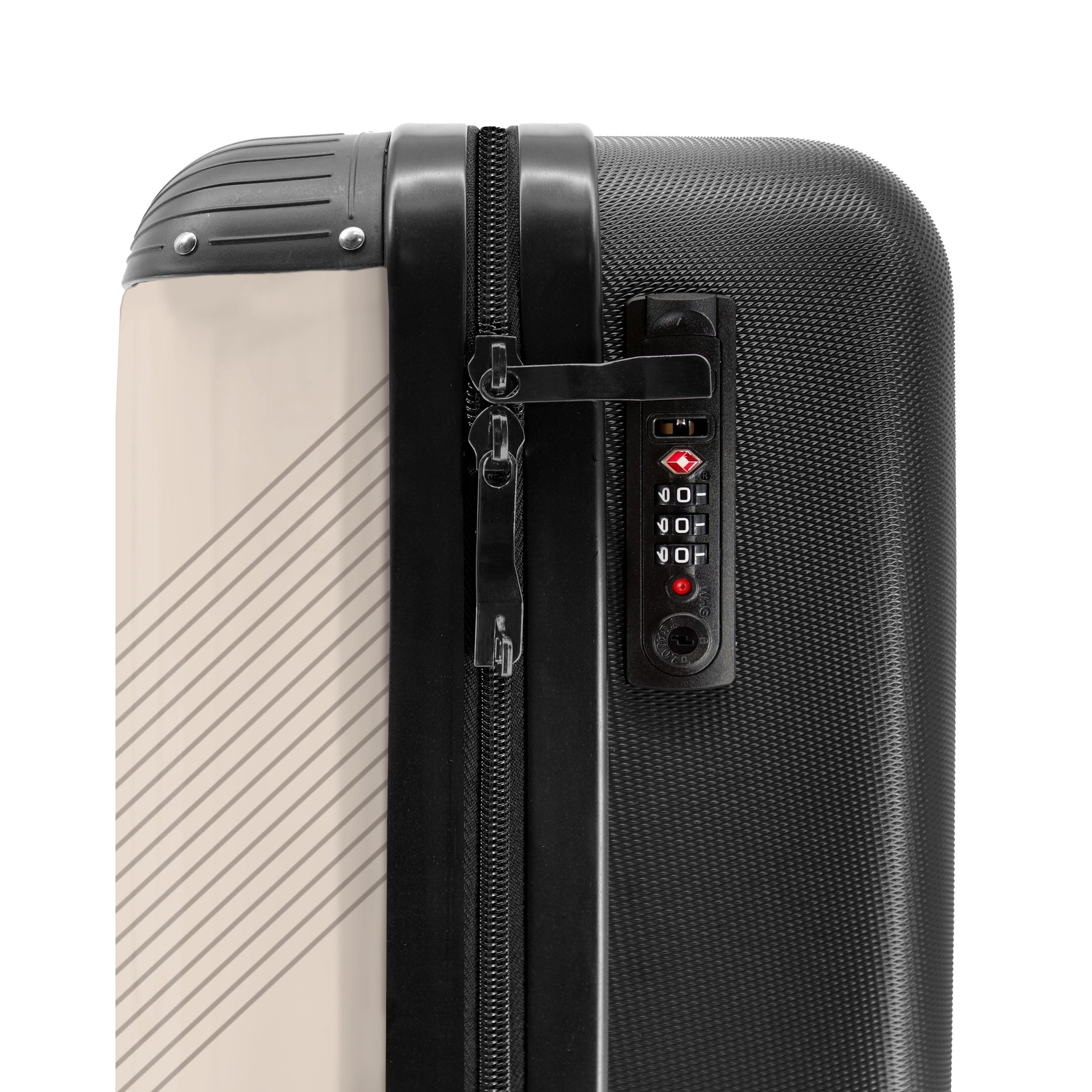 NoBoringSuitcases.com© Hartschalen-Trolley Beige mit abstrakten Linien 55x35x20cm, 4 Rollen, Handgepäck Koffer & Trolleys, Luggage, Reisekoffer Frauen