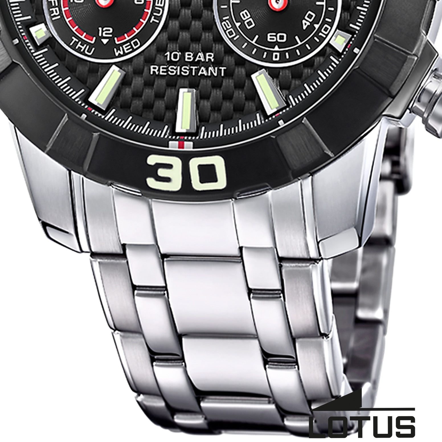 Lotus Chronograph Lotus Herrenuhr Edelstahl silber Lotus, (Chronograph), Herren Armbanduhr rund, groß (ca. 45mm), Edelstahl
