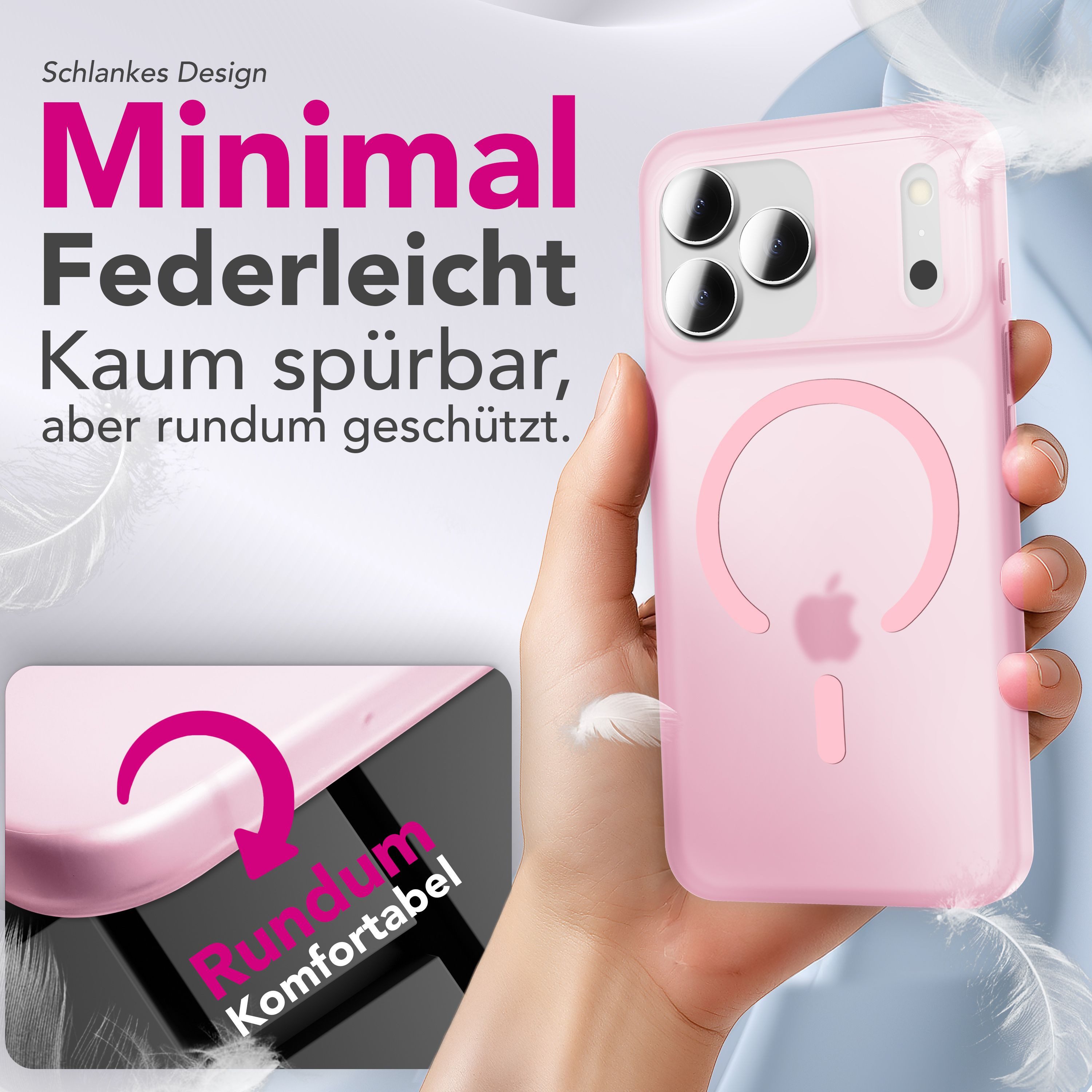 Nalia Smartphone-Hülle Apple iPhone 17 Pro Max 17,5 cm (6,9 Zoll), MagSafe Hülle / Extrem Dünn 0,3mm / Semi-Transparent / Fein Mattiert