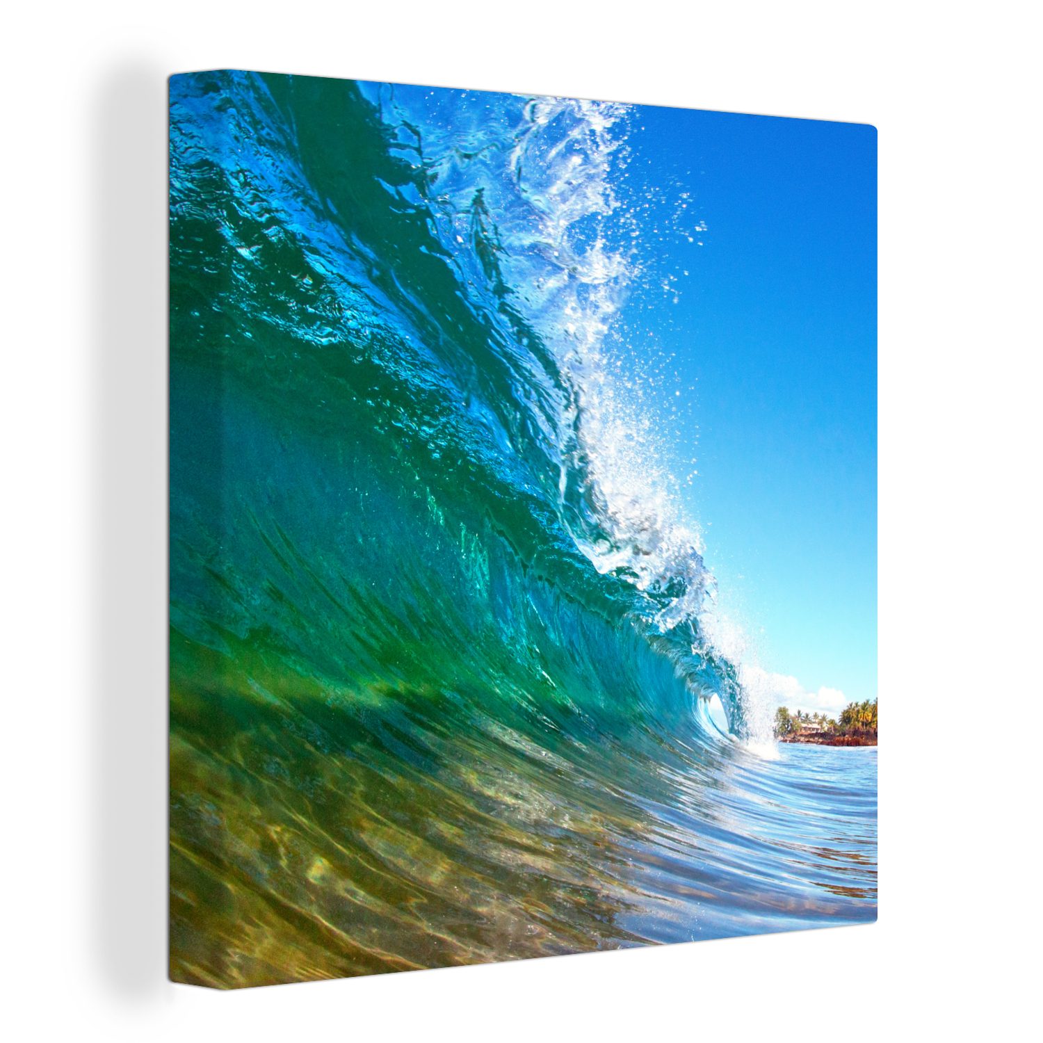 OneMillionCanvasses® Leinwandbild Nahaufnahme einer Welle, die sich vor der Küste von Hawaii bricht, (1 St), Leinwand Bilder für Wohnzimmer Schlafzimmer