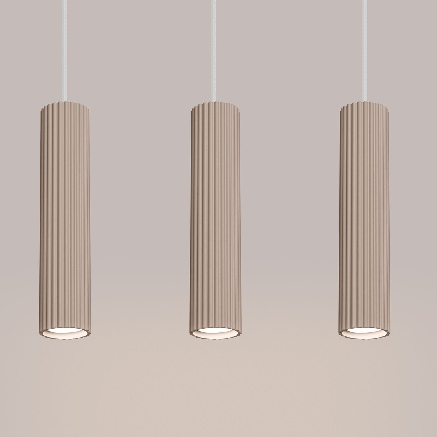 Licht-Erlebnisse Pendelleuchte BERTA, ohne Leuchtmittel, Aluminium GU10 IP20 H: max. 98 cm Taupe 3-flammig länglich Modern