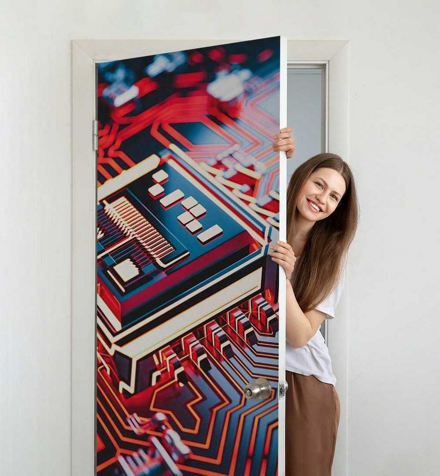 Thumbnail - MyMaxxi Dekorationsfolie Türtapete Türposter Türfolie selbstklebend Computer Technik CPU Folie, (Klebefolie Tür aufgerol...