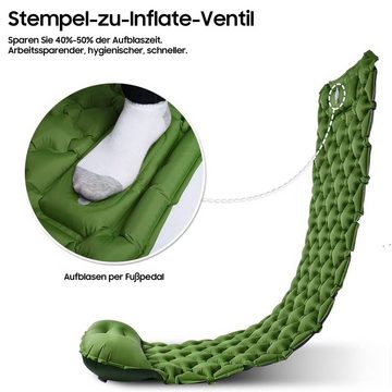 Aoucheni Isomatte Selbstaufblasende Schlafmatten für Camping mit Fußdruckpumpe, Grün
