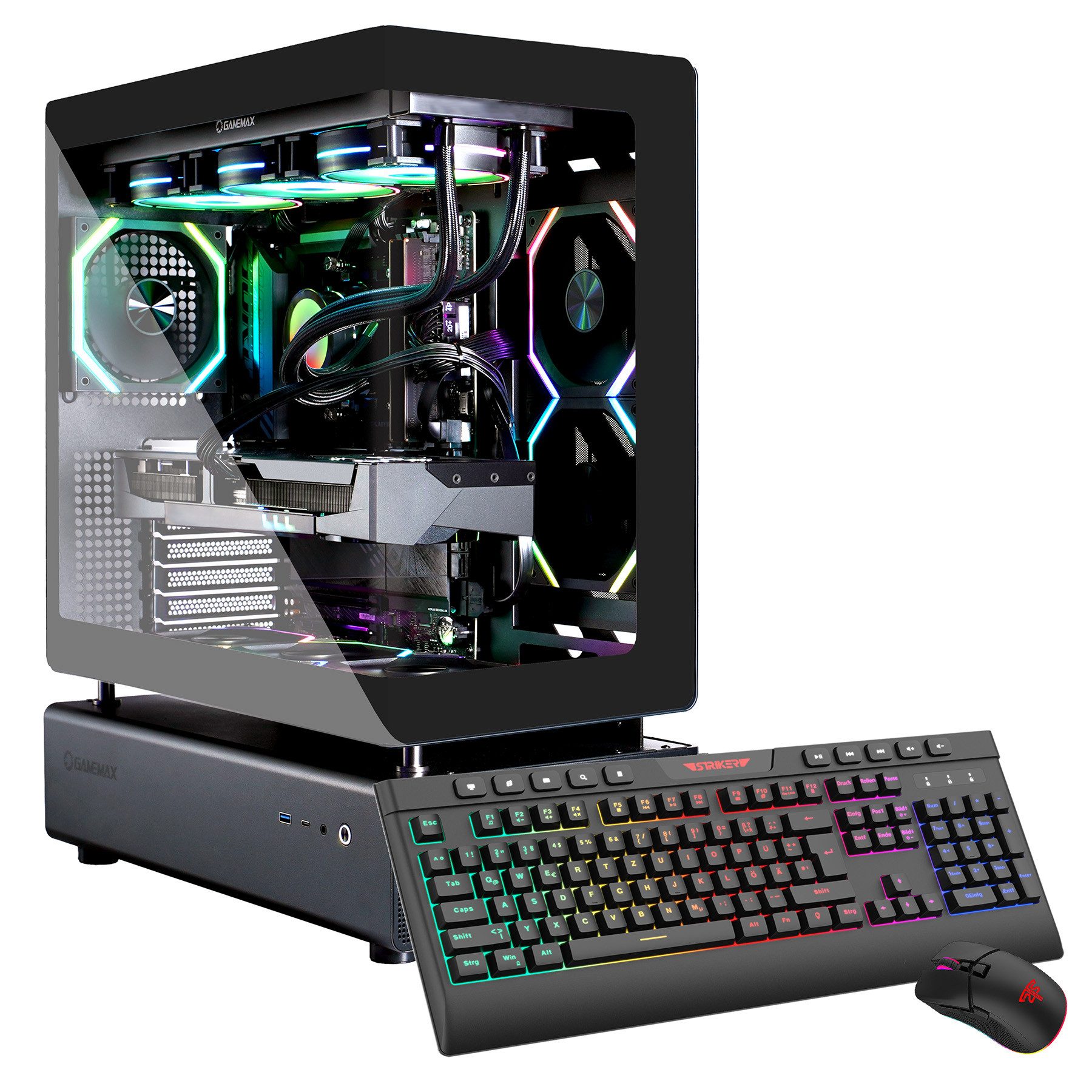 GAMEMAX N80 BK 8047 AMD Ryzen 7 9700X 32GB DDR5 1TB SSD RX 9070 XT Gaming-PC (AMD Ryzen 7 9700X, RX 9070 XT, 32 GB RAM, 1000 GB SSD, Wasserkühlung, Windows 11, DDR5 RAM, Wasserkühlung)