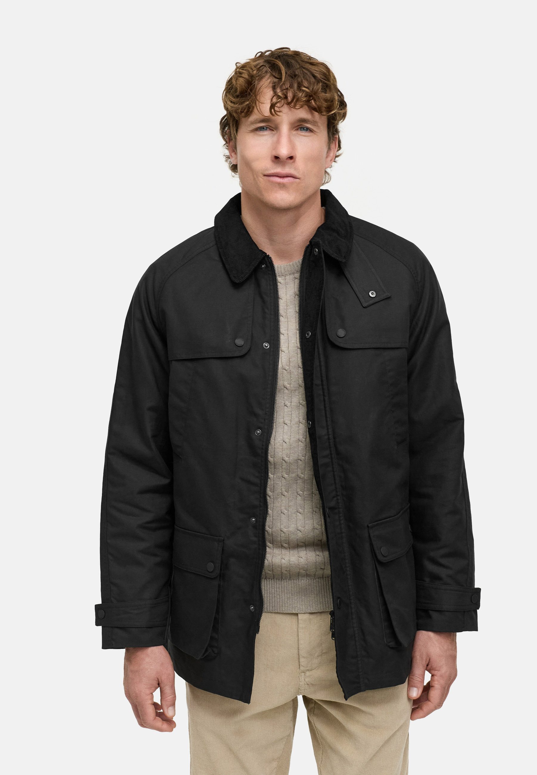 Kronstadt Winterjacke KSCordale jacket mit Cordkragen und kariertem Flanellfutter