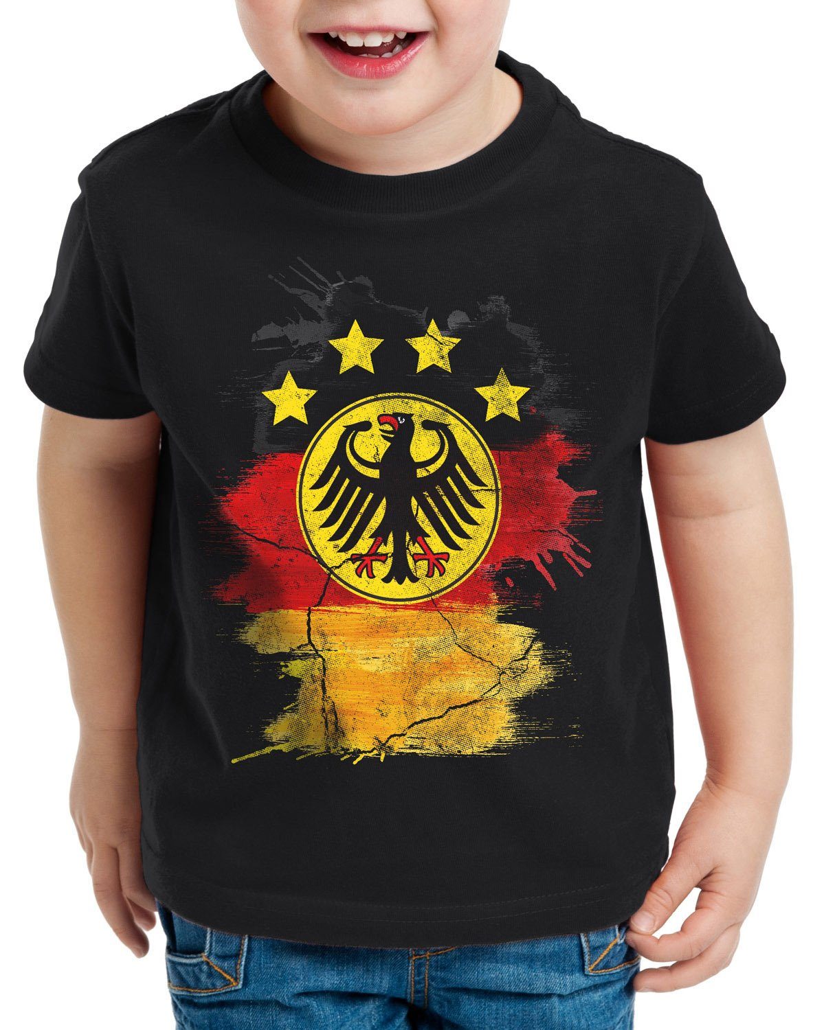 style3 Print-Shirt Kinder T-Shirt Deutschland Wappen Trikot Fussball Bundes- Adler EM Flagge Fahne