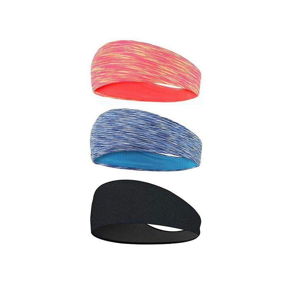 POCHUMIDUU Haargummi 3-Pack Sportstirnband Stirnband gegen Rutsch, 3-tlg., zum Joggen, Laufen, Wandern, Radfahren und Motorradfahren 2