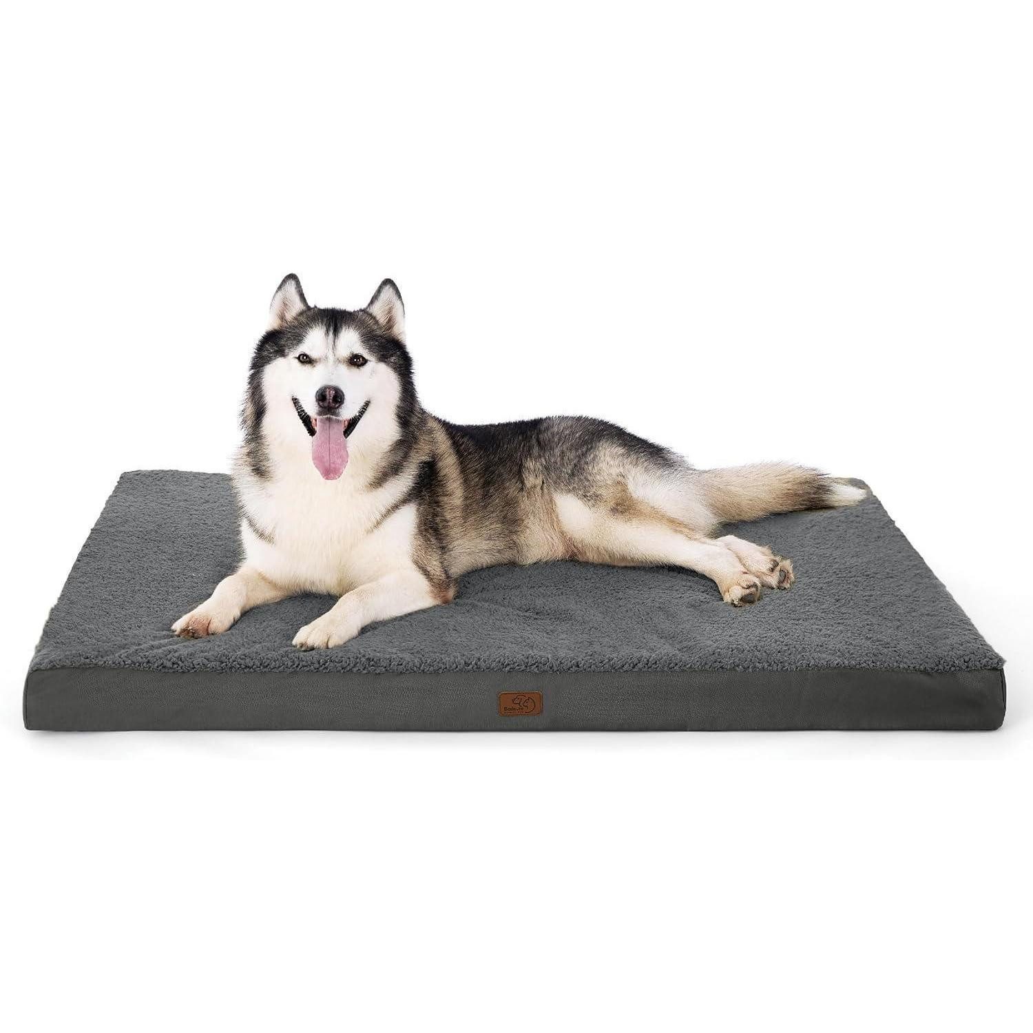 LuxusKollektion Hundebett Hundebett orthopädisches waschbar L 135 x B 91 x H 10 cm Dunkelgrau