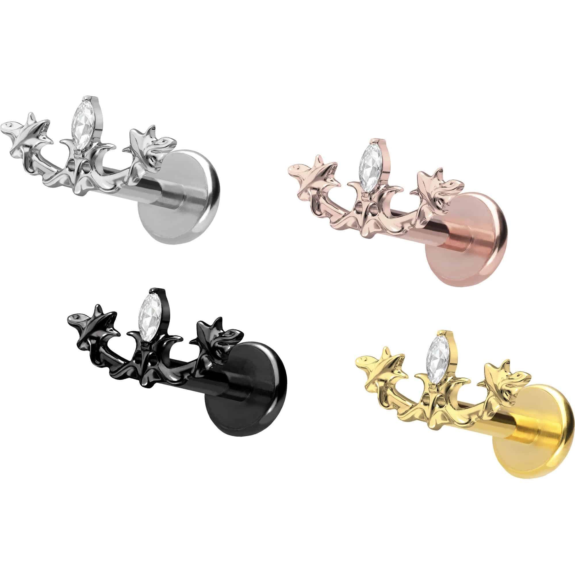 PIERCINGLINE Piercing-Set Titan Labret mit Push Fit GOTISCHES DESIGN (Labrets, 1-tlg)