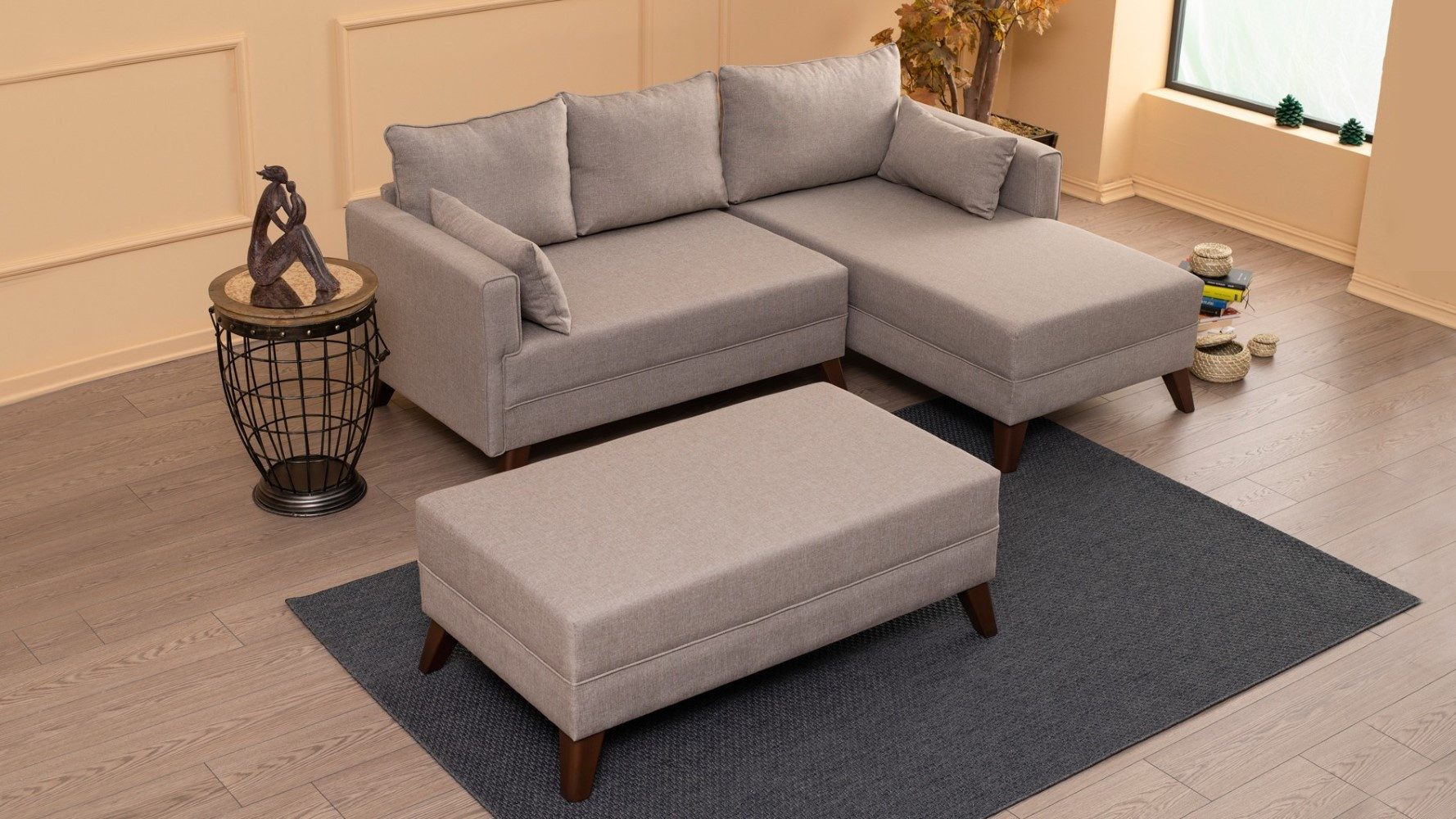 Myhomelando Ecksofa Bella, Schlaffunktion durch Hocker