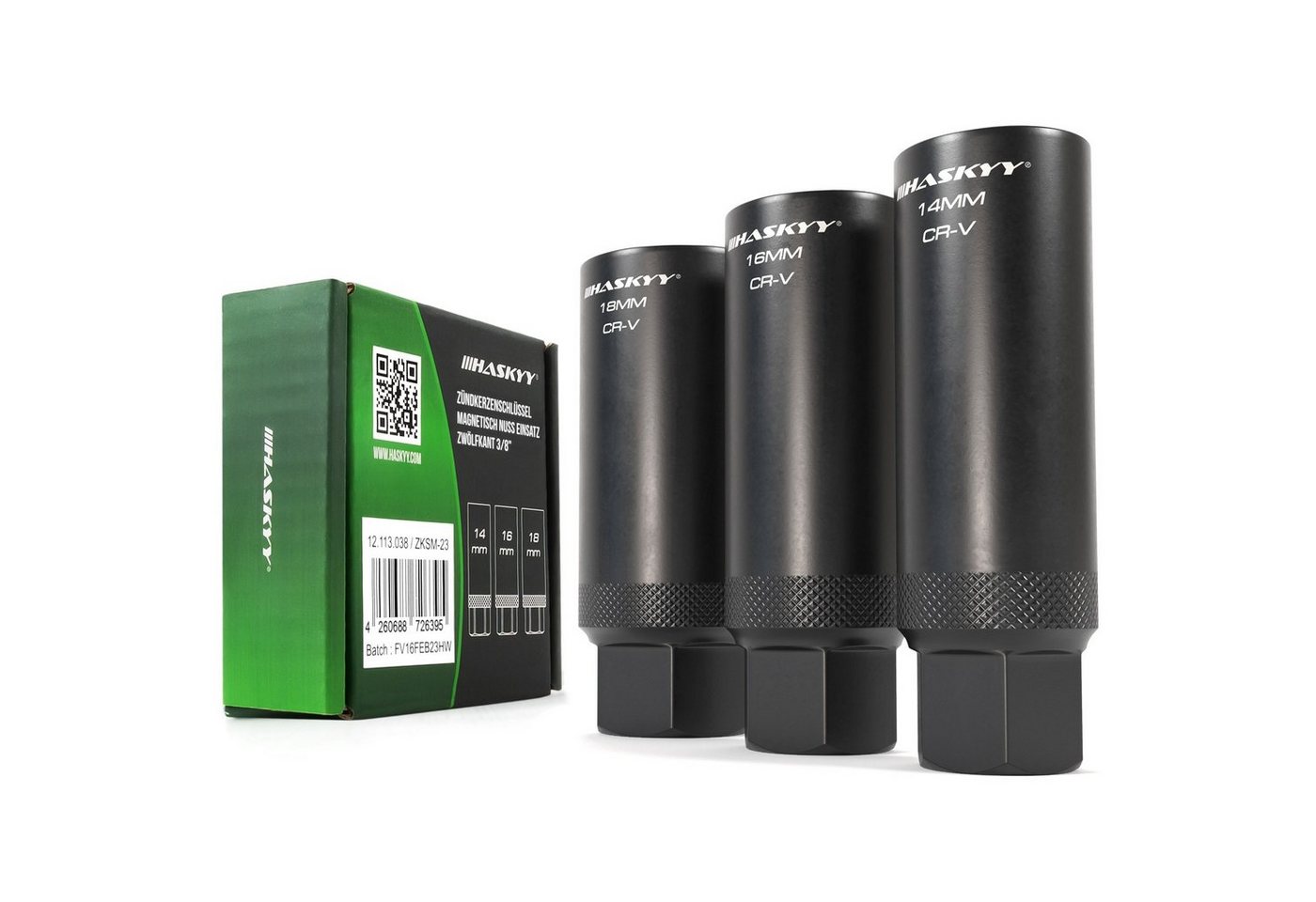 HASKYY Zündkerzennuss Zündkerzenschlüssel Magnetisch Kerzenschlüssel 3/8" 14 16 18 mm Zwölfk