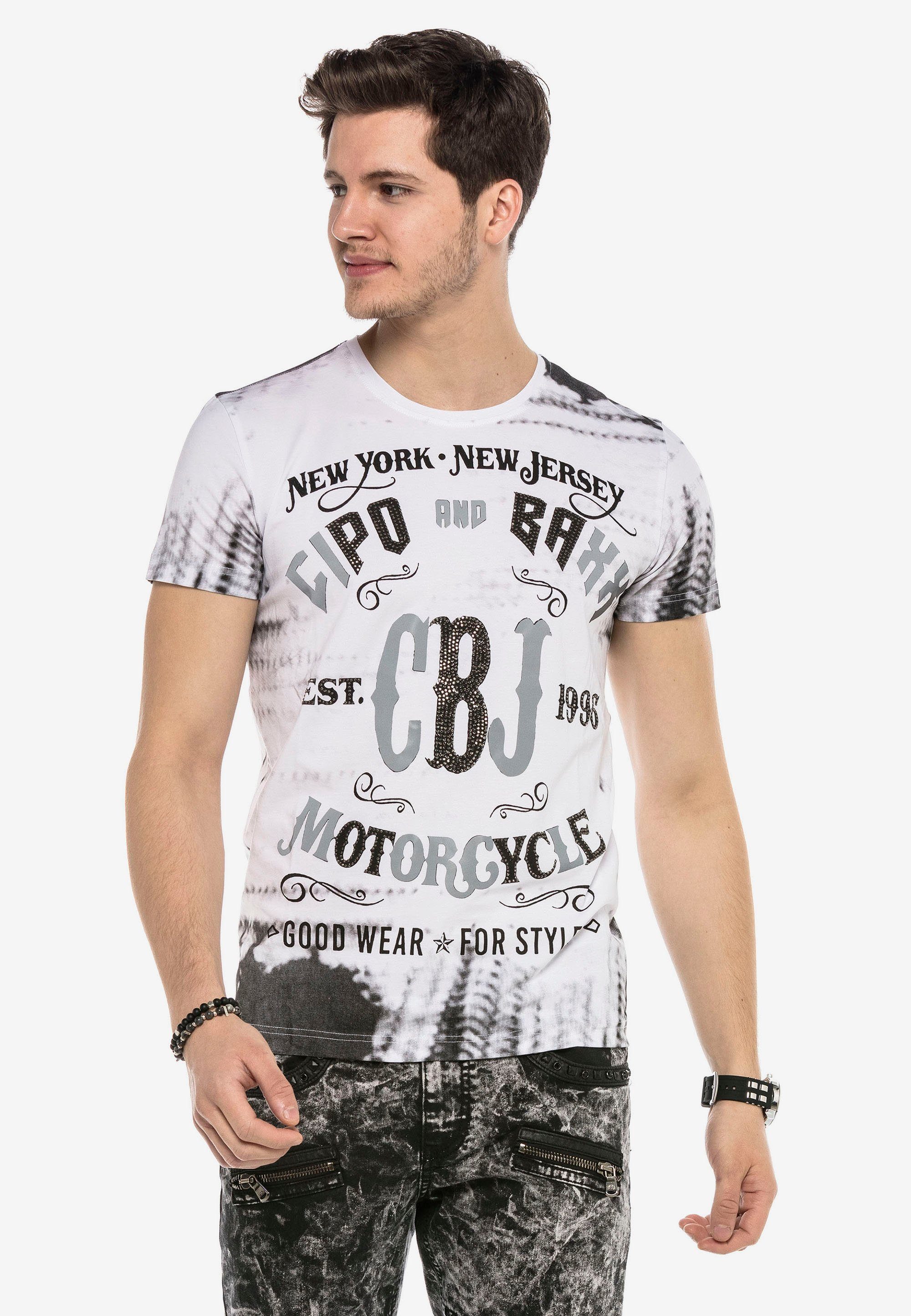 grafischem Cipo Baxx Biker-Print mit & T-Shirt