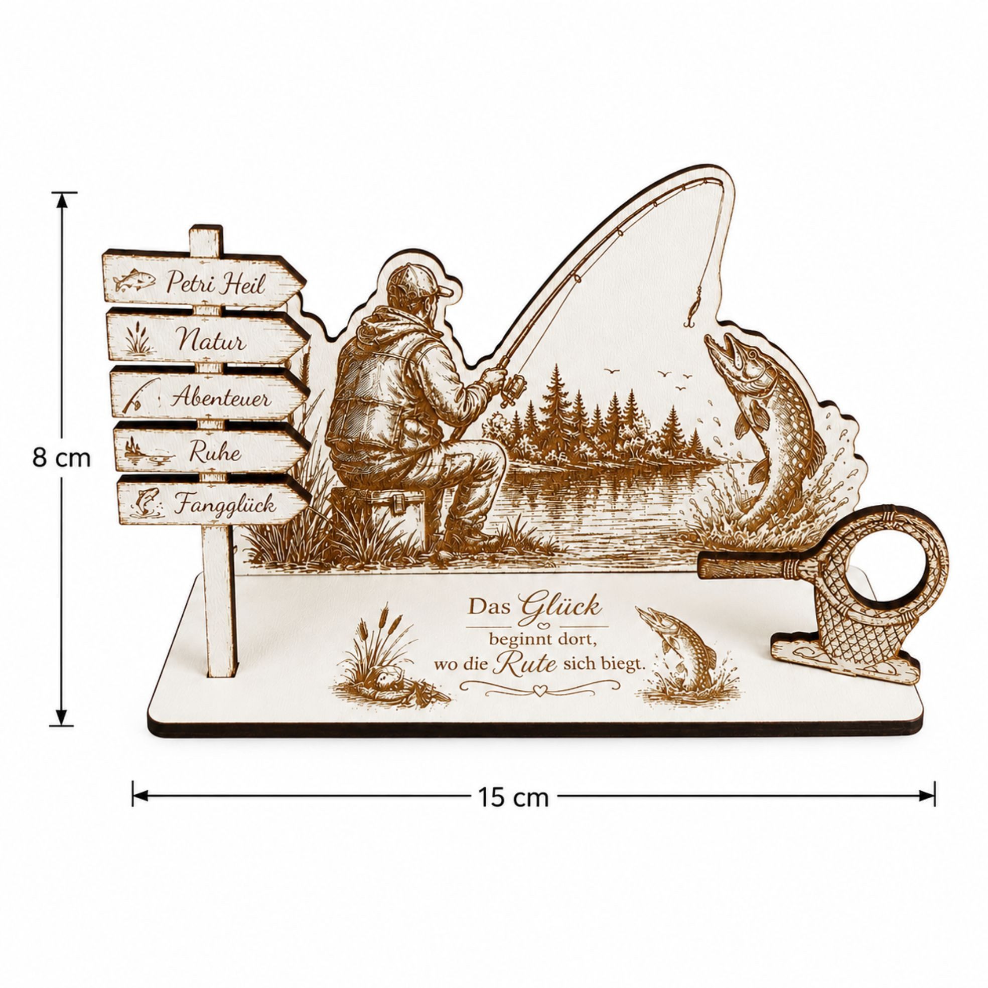 Dekolando Geschenkkarte Geldgeschenk Angler aus Holz – Geschenk für Angler 15 x 8 cm – Bild 2 von 5