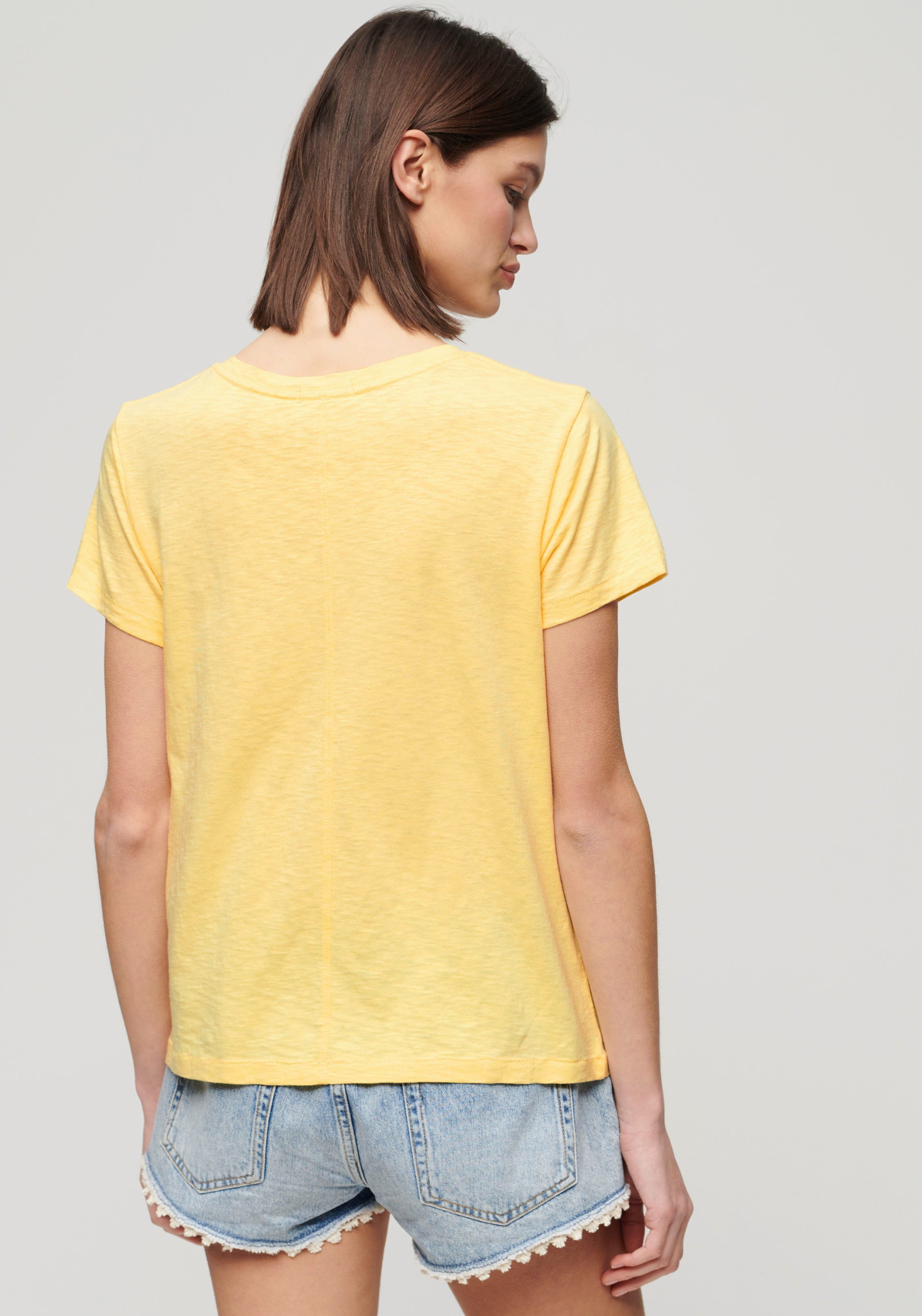 Superdry V-Shirt STUDIOS SLUB EMB VEE TEE strukturiertes T-Shirt mit V-Auss günstig online kaufen