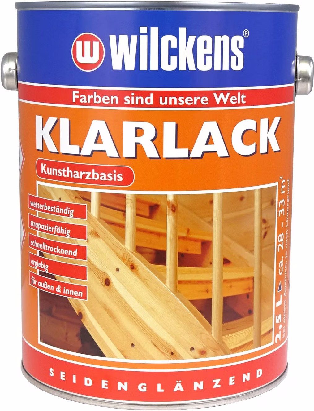 Wilckens Farben Holzlack Wilckens 2.5 Liter Klarlack Seidenglänzend Farblos Kunstharzbasis Inne