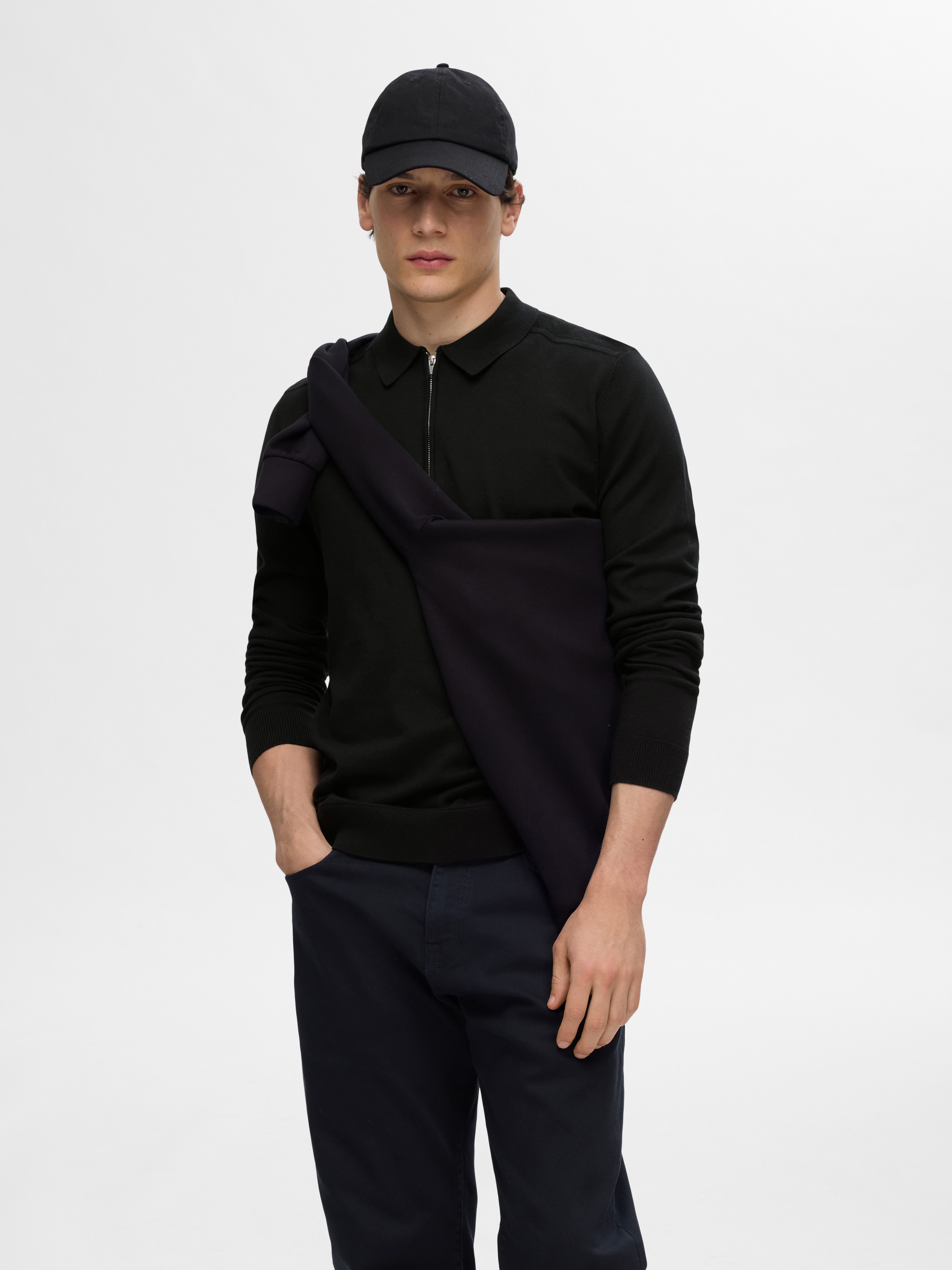 Selected Polokragenpullover SLHBERG LS HALF ZIP POLO NOOS günstig online kaufen