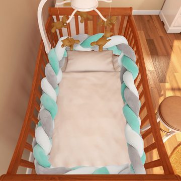 Randaco Bettnestchen Bettumrandung Baby Nestchen Bettschlange 2M/3M Kopfschutz Babybett