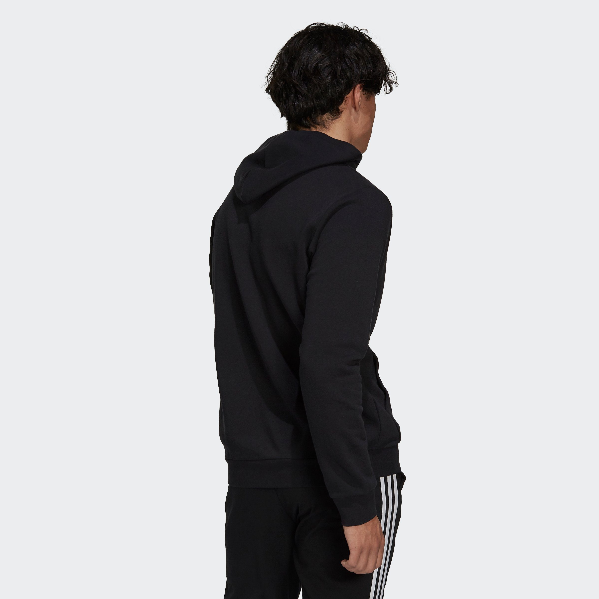 FLEECE ESSENTIALS Black HOODIE White Kapuzensweatshirt / adidas Sportswear