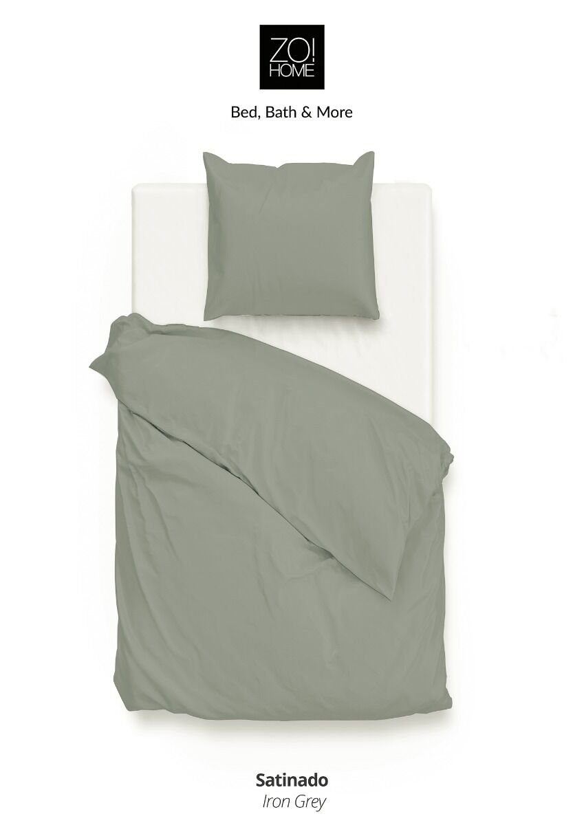 Heckett and Lane Bettwäsche Zo! Home Satin Bettwäsche 135x200 cm Satinado uni grau Iron Grey, Mako-Satin, 2 teilig